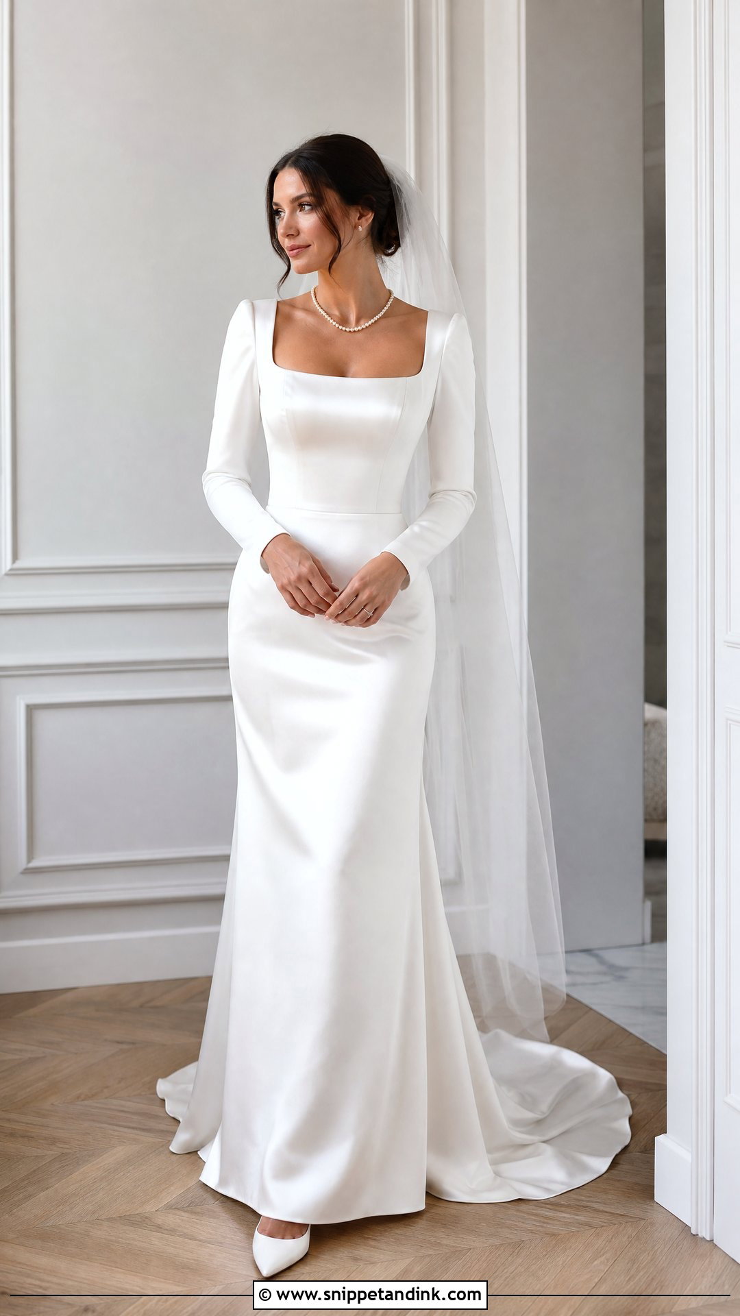 Square Neck Long Sleeve Wedding Dress - Snippet and Ink - 25 Romantic Long Sleeve Wedding Dress Ideas