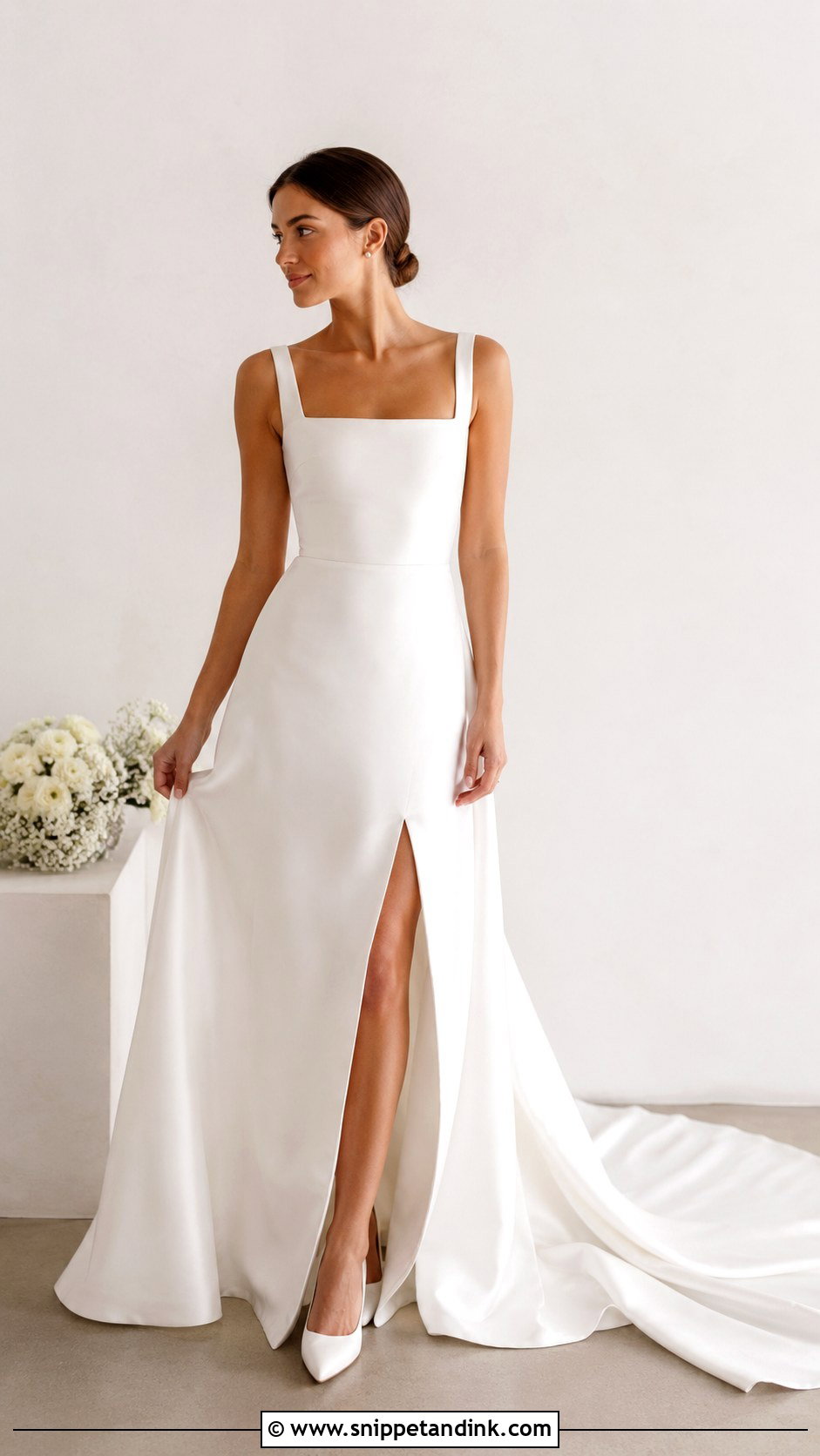 Square Neck Long Train Wedding Dress - Snippet and Ink - 25 Long Train Wedding Dresses