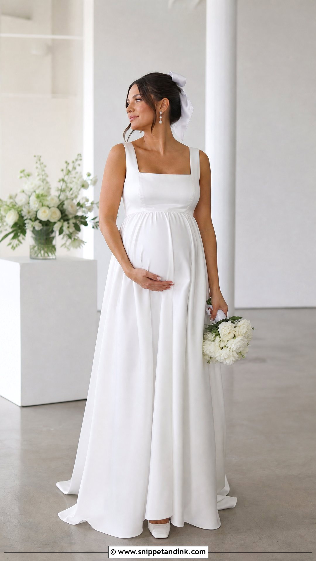 Square Neck Maternity Bridal Gown - Snippet and Ink - 25 Maternity Bridal Gowns