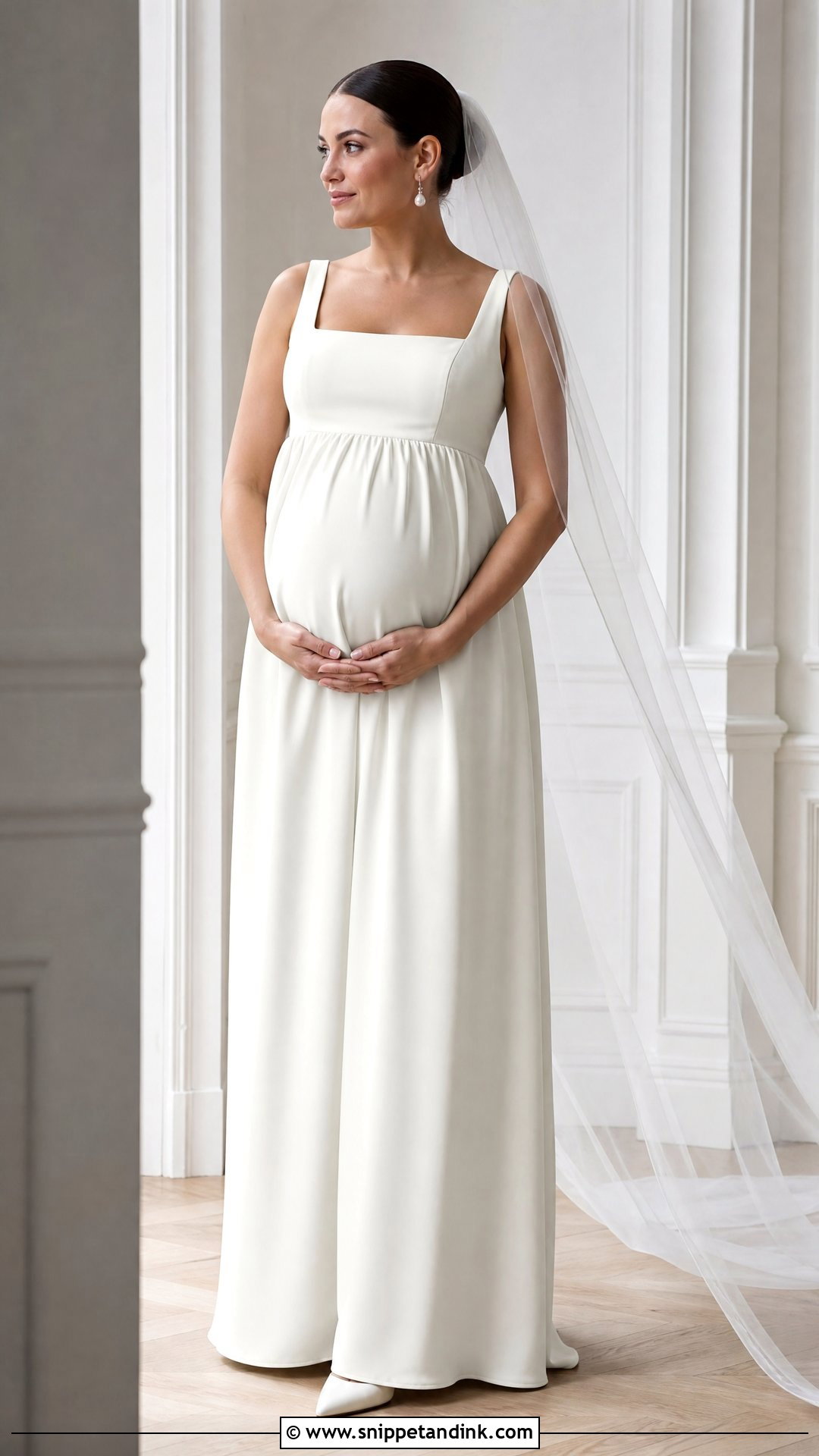 Square Neck Maternity Wedding Dress - Snippet and Ink - 20 Simple Wedding Dress for Pregnant Bride Ideas
