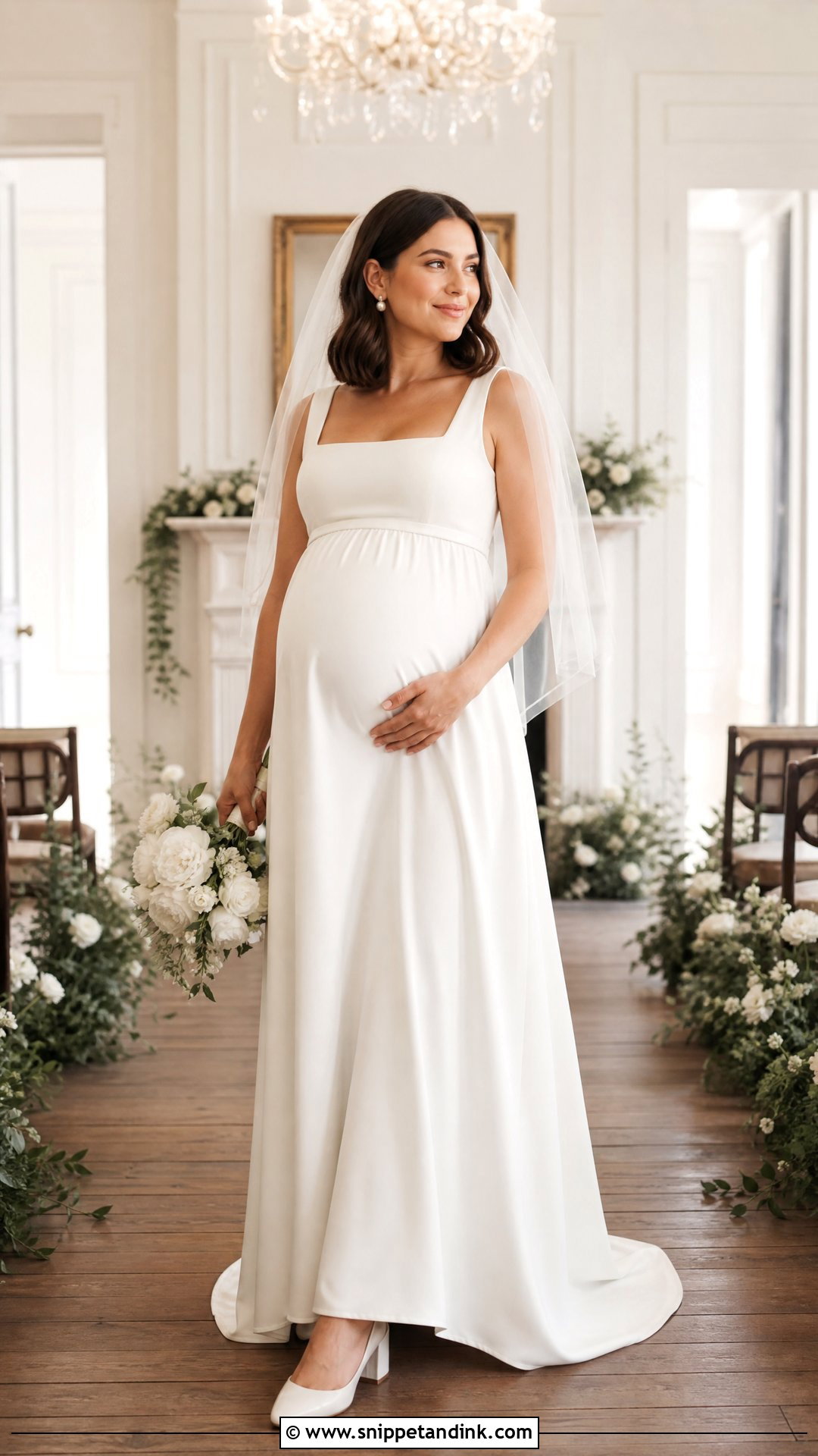 Square Neck Maternity Wedding Dress - Snippet and Ink - 20 Pregnant Maternity Wedding Dress Ideas
