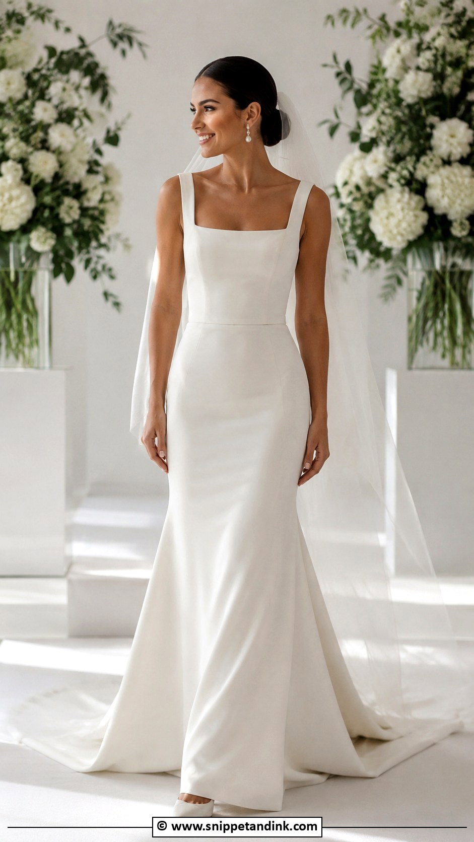 Square Neck Mermaid Wedding Dress - Snippet and Ink - 35 Mermaid Wedding Dresses