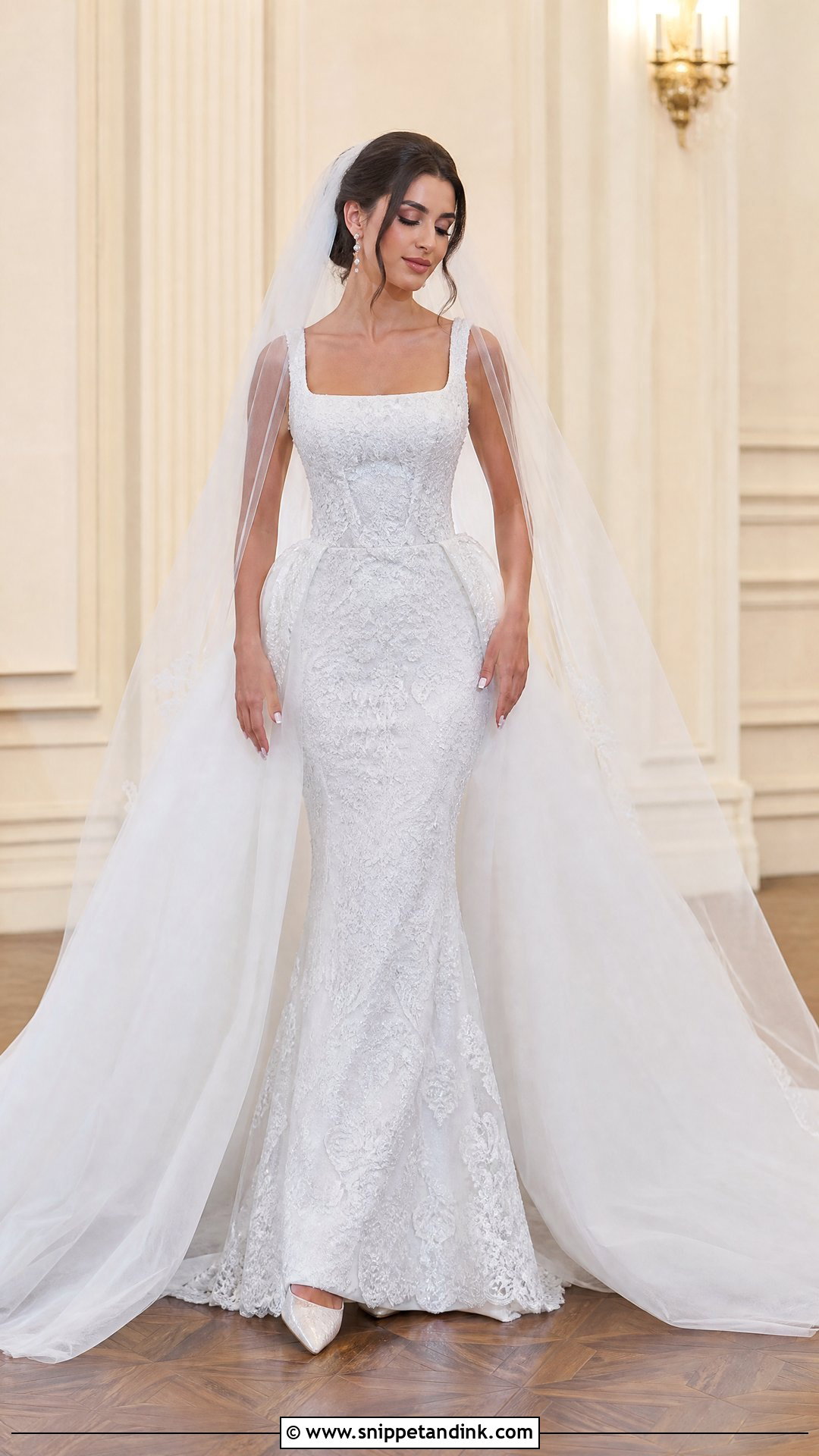 Square Neck Mermaid Wedding Dress - Snippet and Ink - 20 Square Wedding Dress Ideas