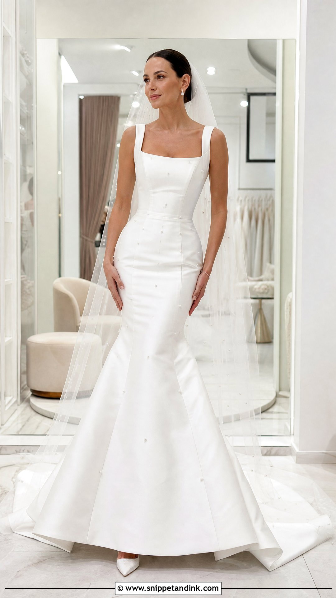 Square Neck Mermaid Wedding Dress - Snippet and Ink - 20 Mermaid Cut Wedding Dress Ideas