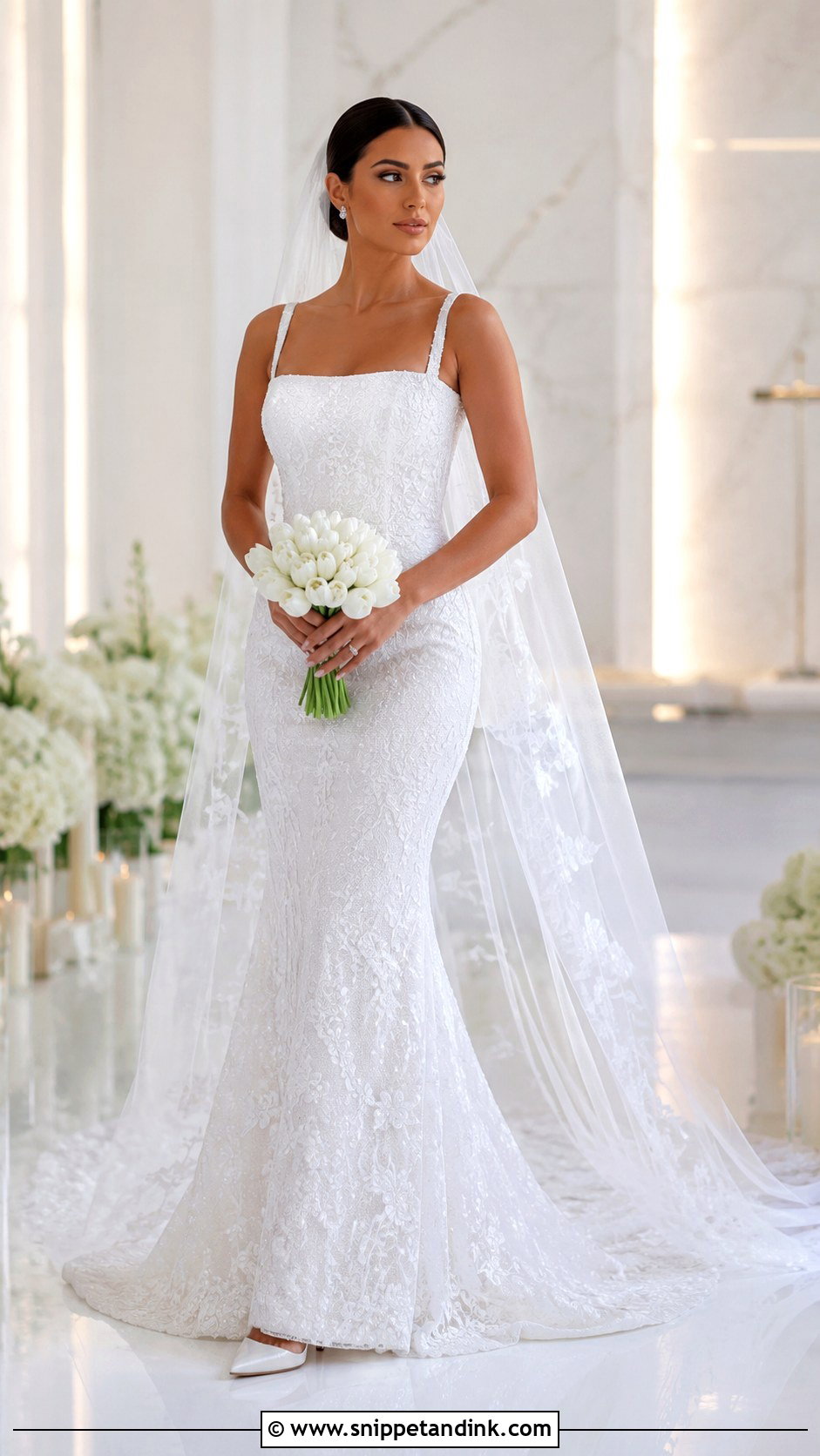 Square Neck Mermaid Wedding Dress With Beaded Straps - Snippet and Ink - 20 Mermaid Wedding Dress with Straps Ideas