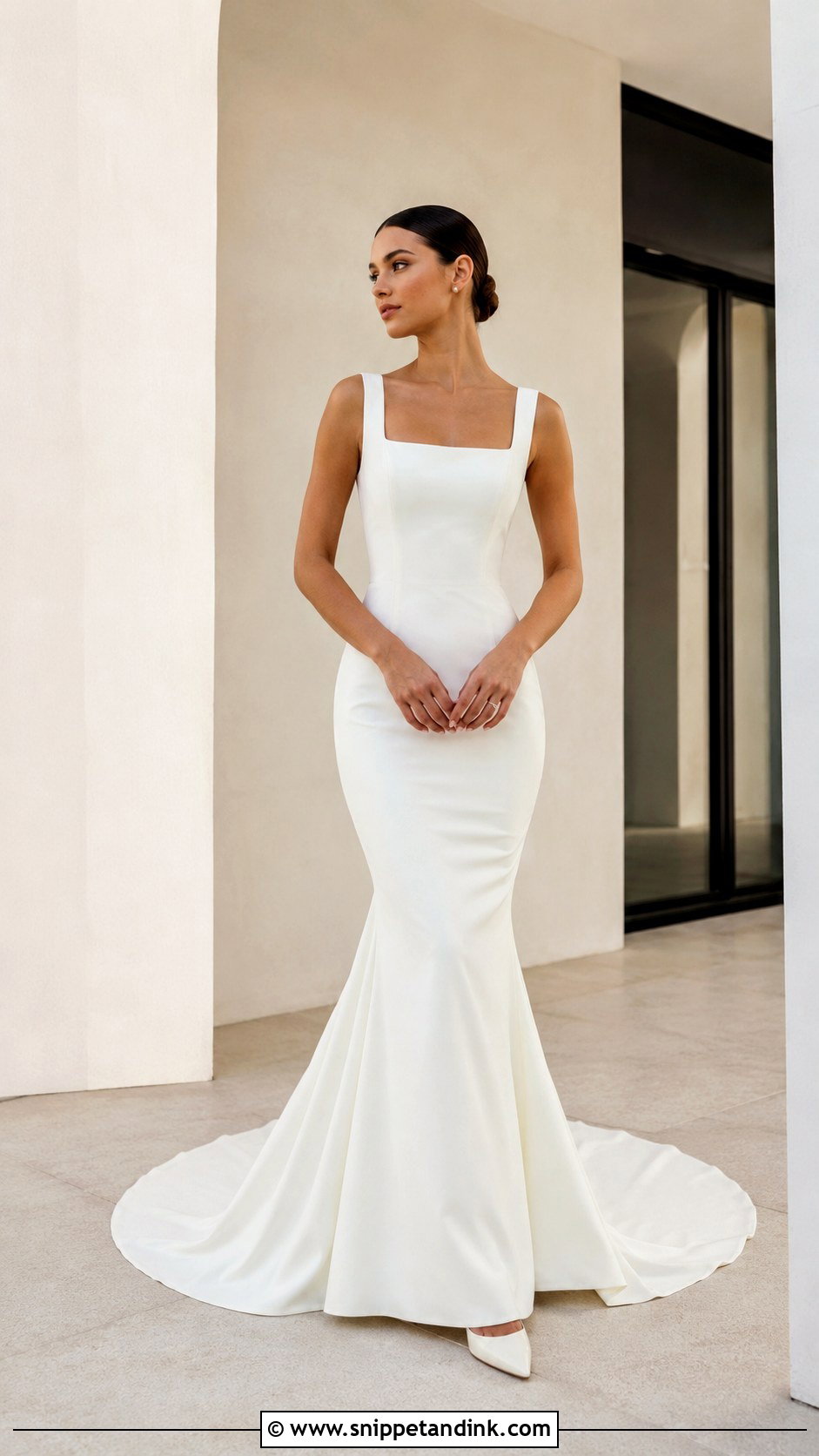 Square Neck Mermaid Wedding Dress With Train - Snippet and Ink - 25 Mermaid Wedding Dress with Train Ideas