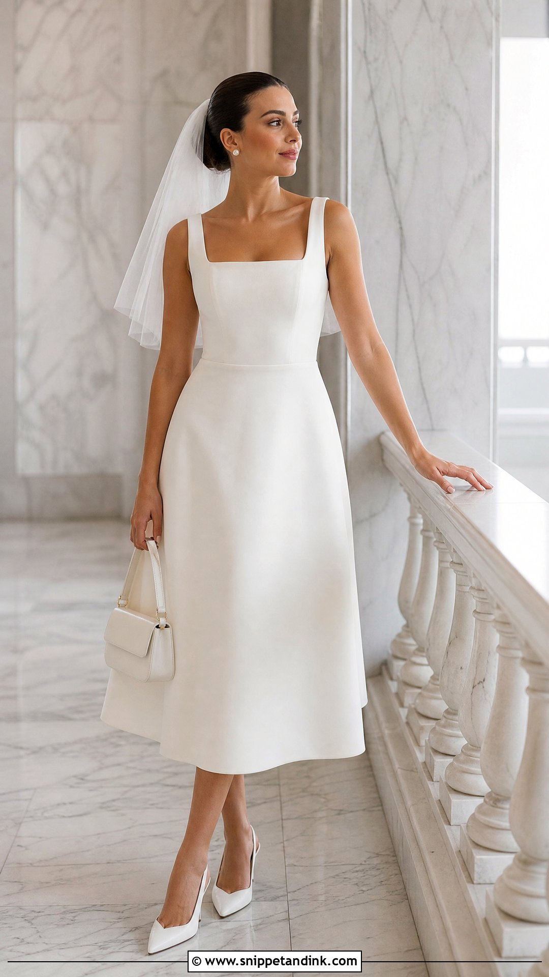 Square Neck Midi Civil Ceremony Wedding Dress - Snippet and Ink - 25 Civil Ceremony Wedding Dress Ideas