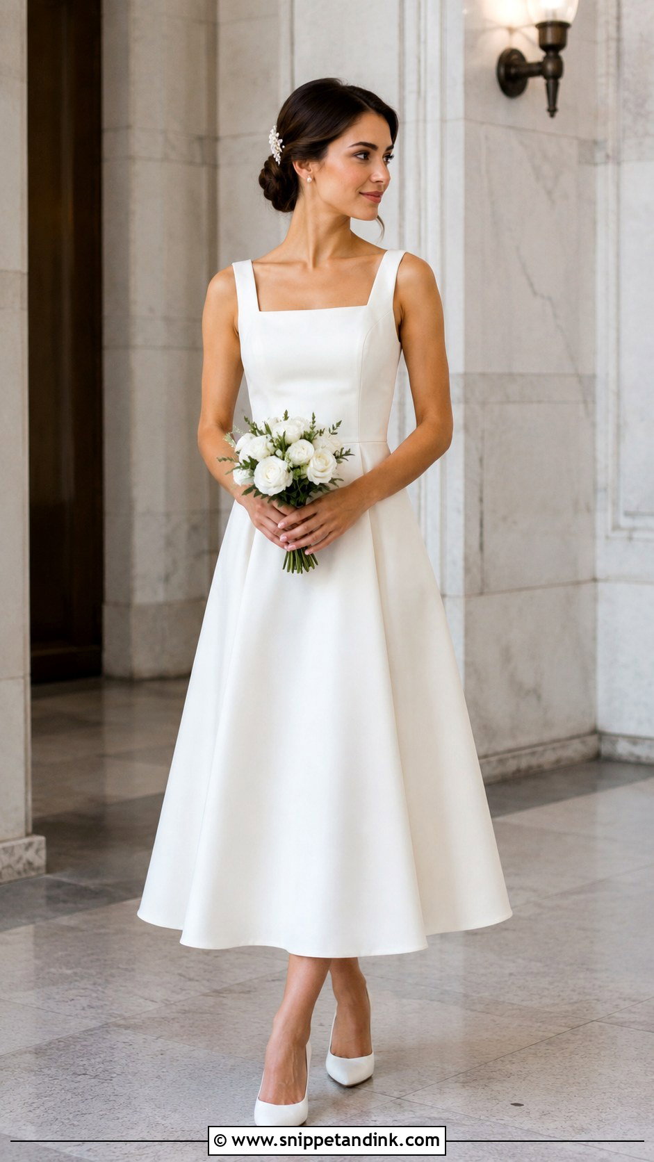 Square Neck Midi Wedding Dress - Snippet and Ink - 25 Midi Wedding Dress Tea Length Ideas
