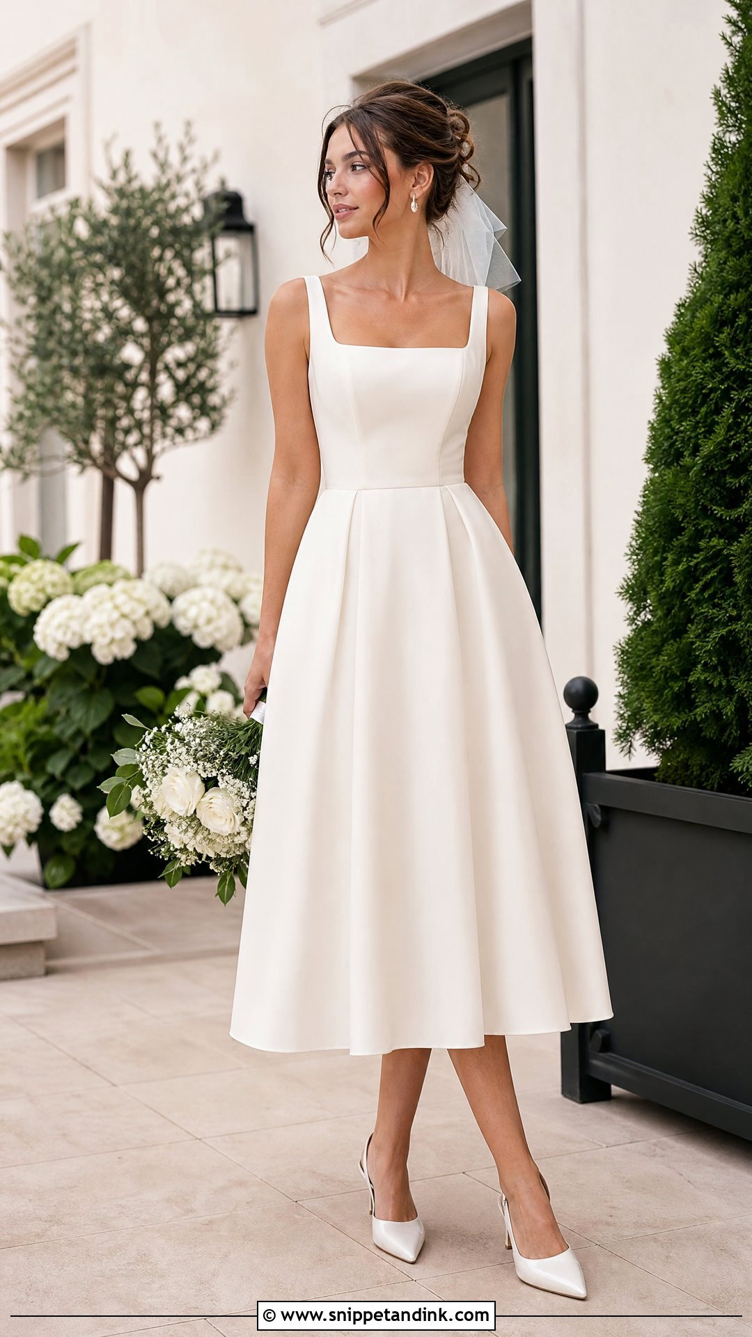 Square Neck Midi Wedding Dress - Snippet and Ink - 25 Wedding Dresses Square Neckline