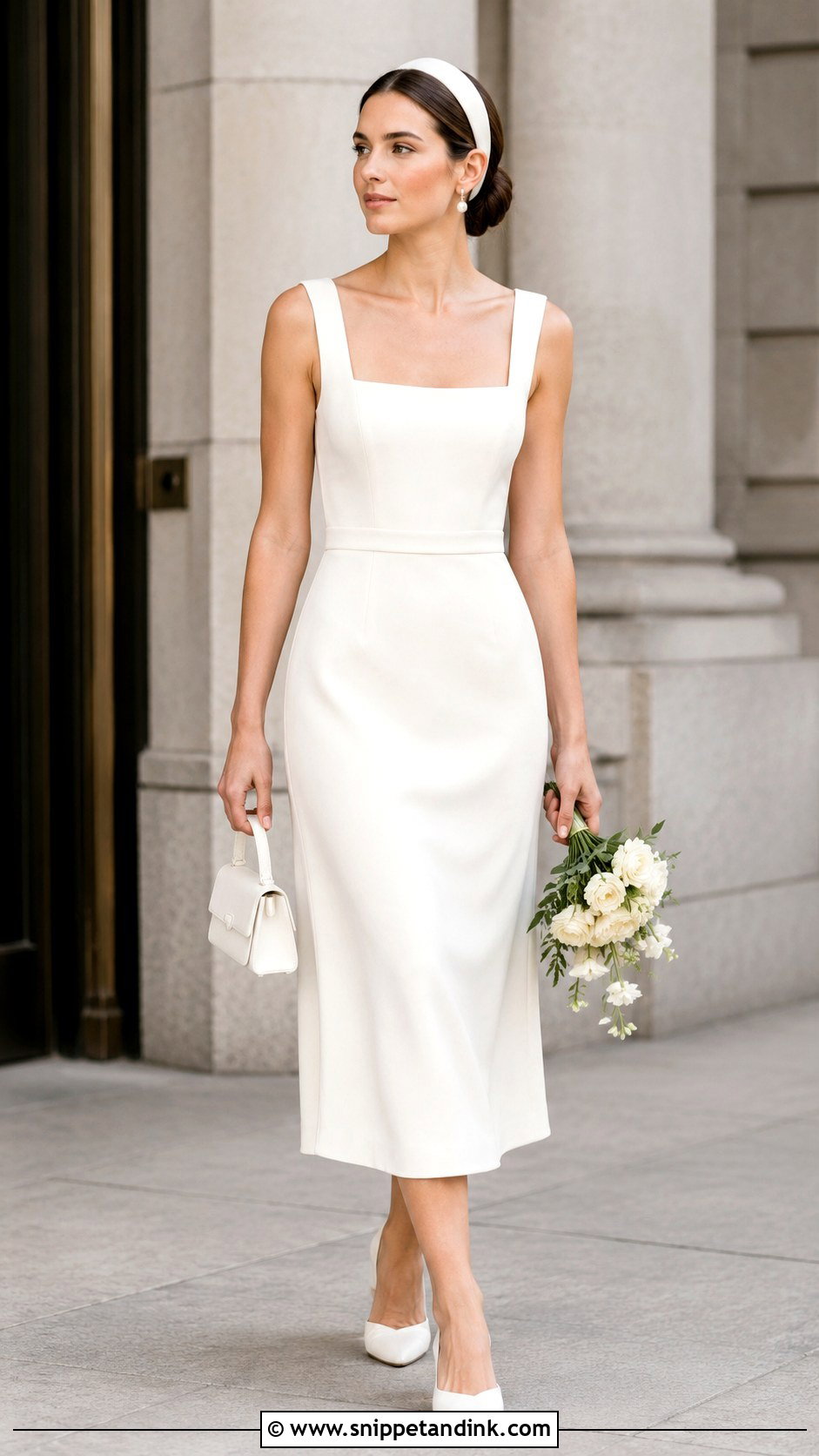 Square Neck Midi Wedding Dress - Snippet and Ink - 20 Midi Wedding Dresses