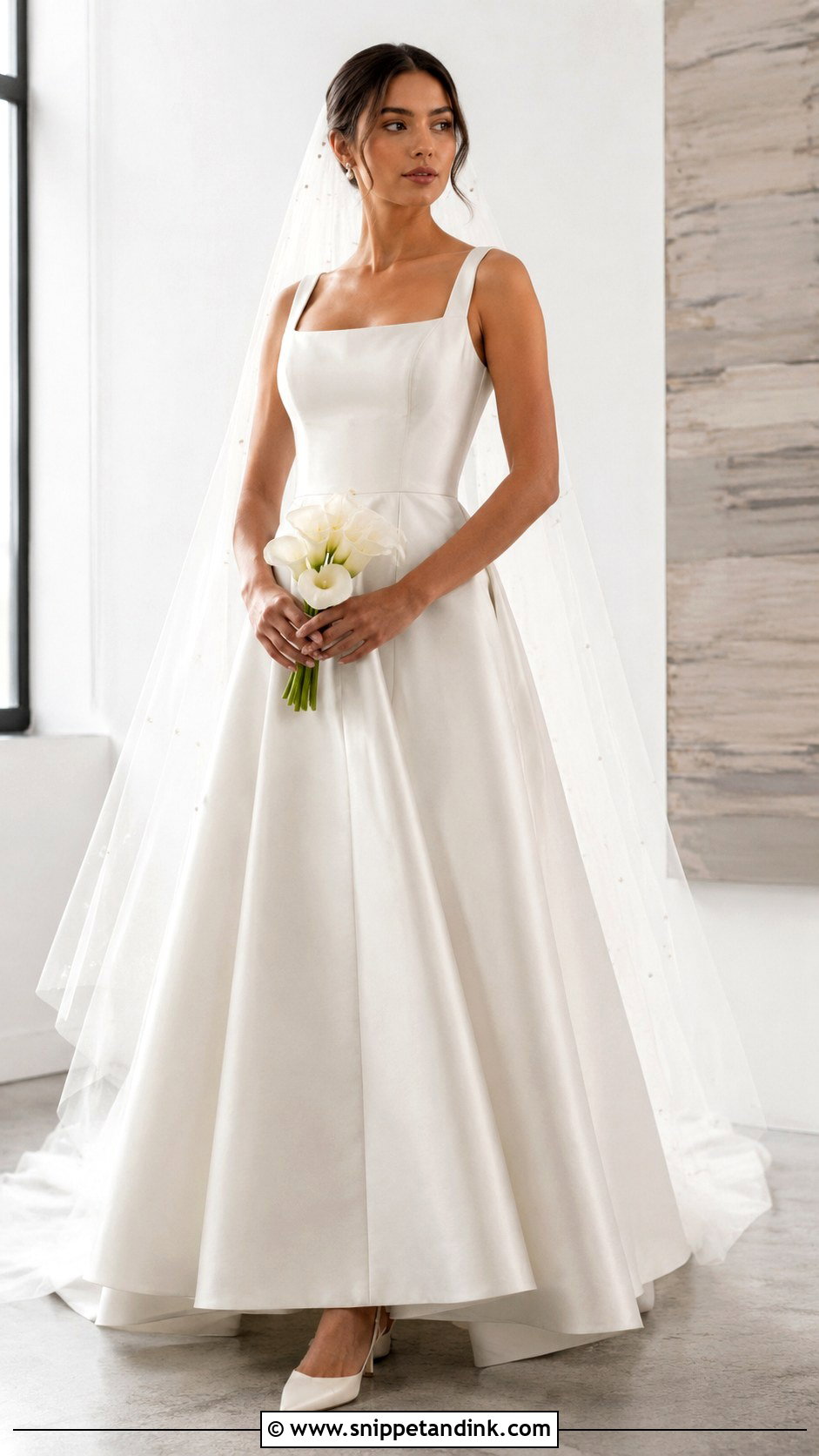 Square Neck Midsize Wedding Dress - Snippet and Ink - 20 Midsize Wedding Dresses