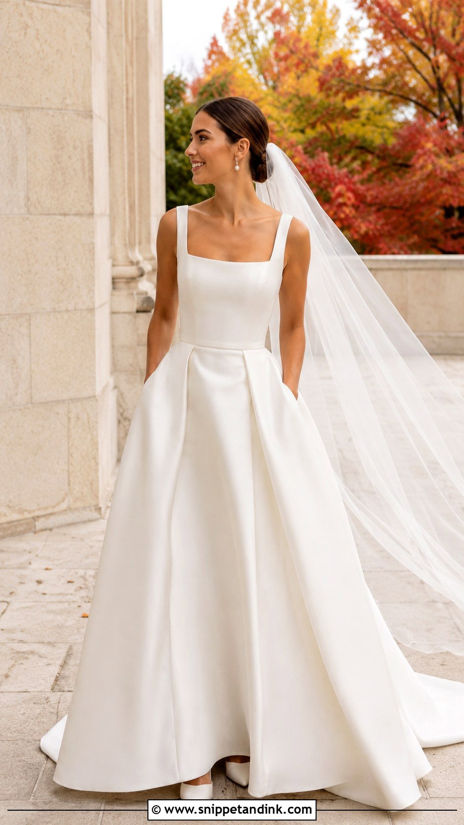Square Neck Mikado Autumn Wedding Dress - Snippet and Ink - 20 Autumn Wedding Dress the Bride Ideas
