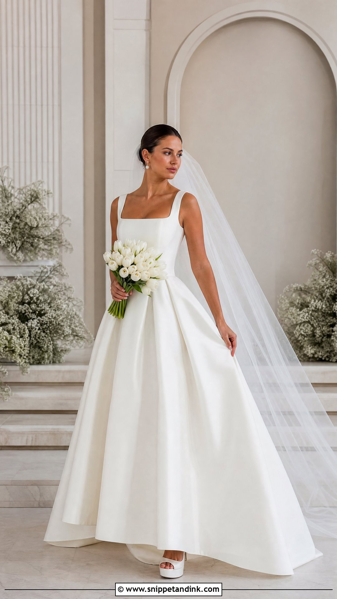Square Neck Mikado Ball Gown Wedding Dress - Snippet and Ink - 20 Simple Ball Gown Wedding Dress Ideas