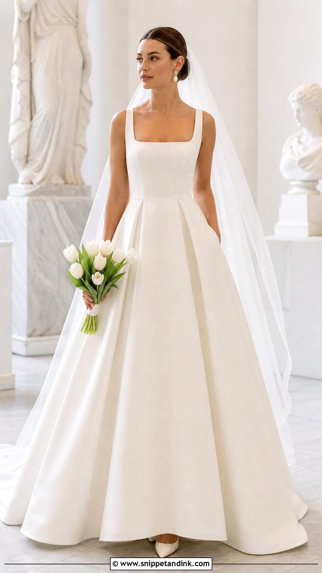 Square Neck Mikado Ballgown Wedding Dress - Snippet and Ink - 20 Wedding Gown Ballgown Ideas