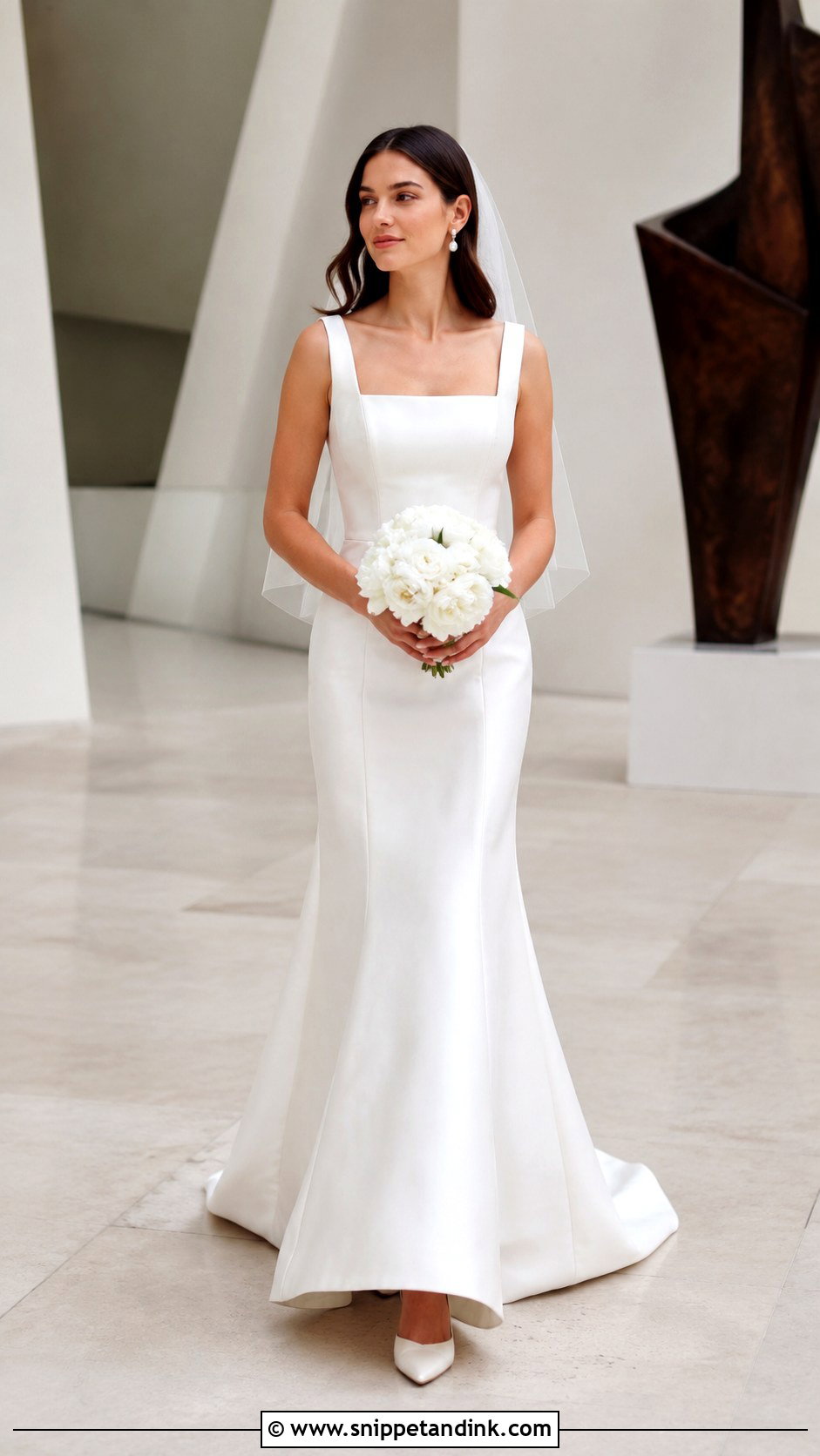 Square Neck Mikado Fish Tail Wedding Dress - Snippet and Ink - 20 Fish Tail Wedding Dress Ideas