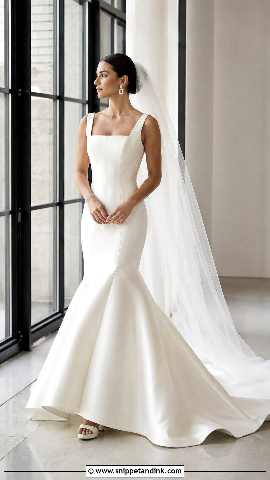 Square Neck Mikado Mermaid Bridal Dress - Snippet and Ink - 20 Mermaid Bridal Dresses