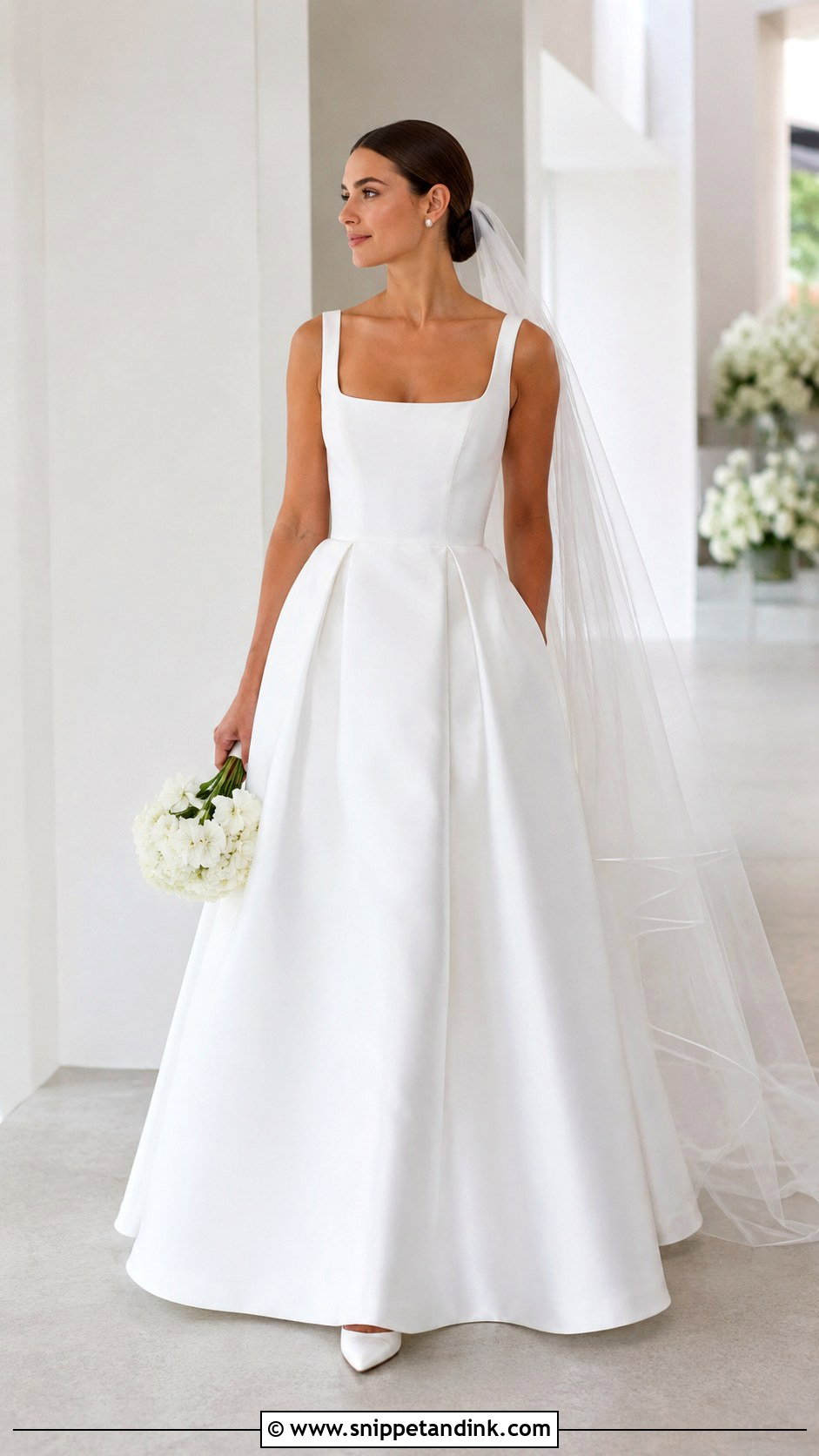 Square Neck Mikado Princess Bridal Gown - Snippet and Ink - 20 Princess Bridal Gown Ideas