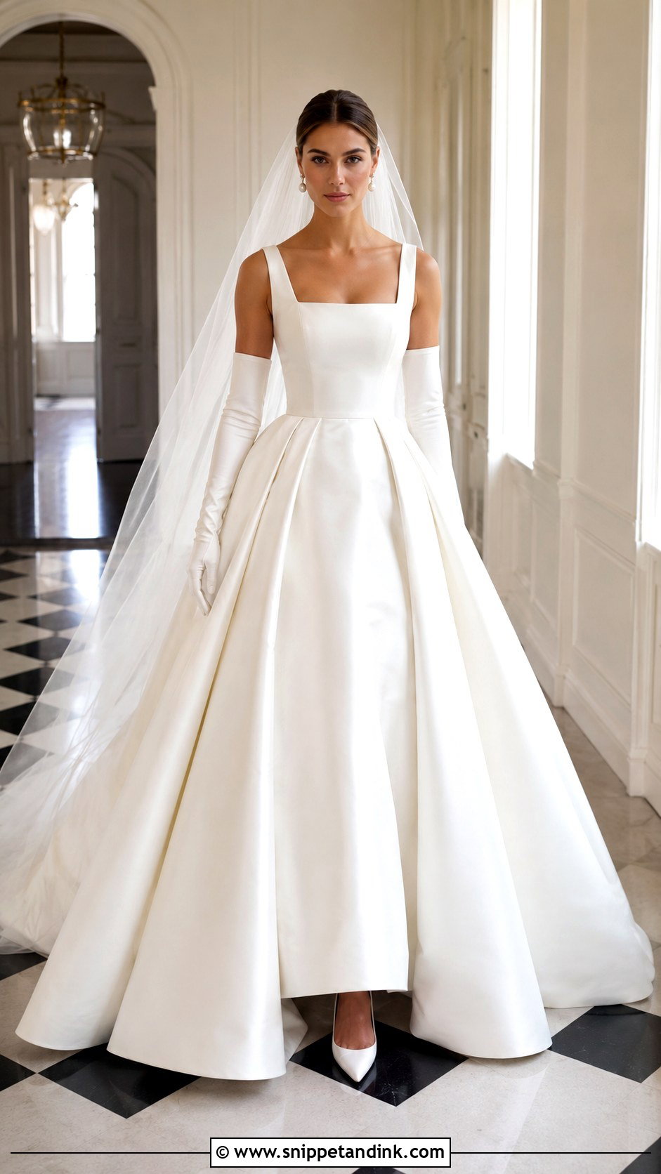 Square Neck Mikado Princess Wedding Dress - Snippet and Ink - 20 Big Poofy Princesses Wedding Dresses