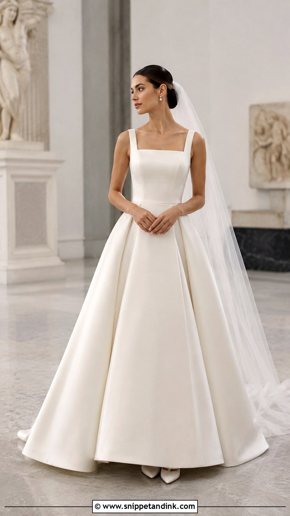 Square Neck Mikado Princess Wedding Dress - Snippet and Ink - 20 Big Princess Wedding Dresses
