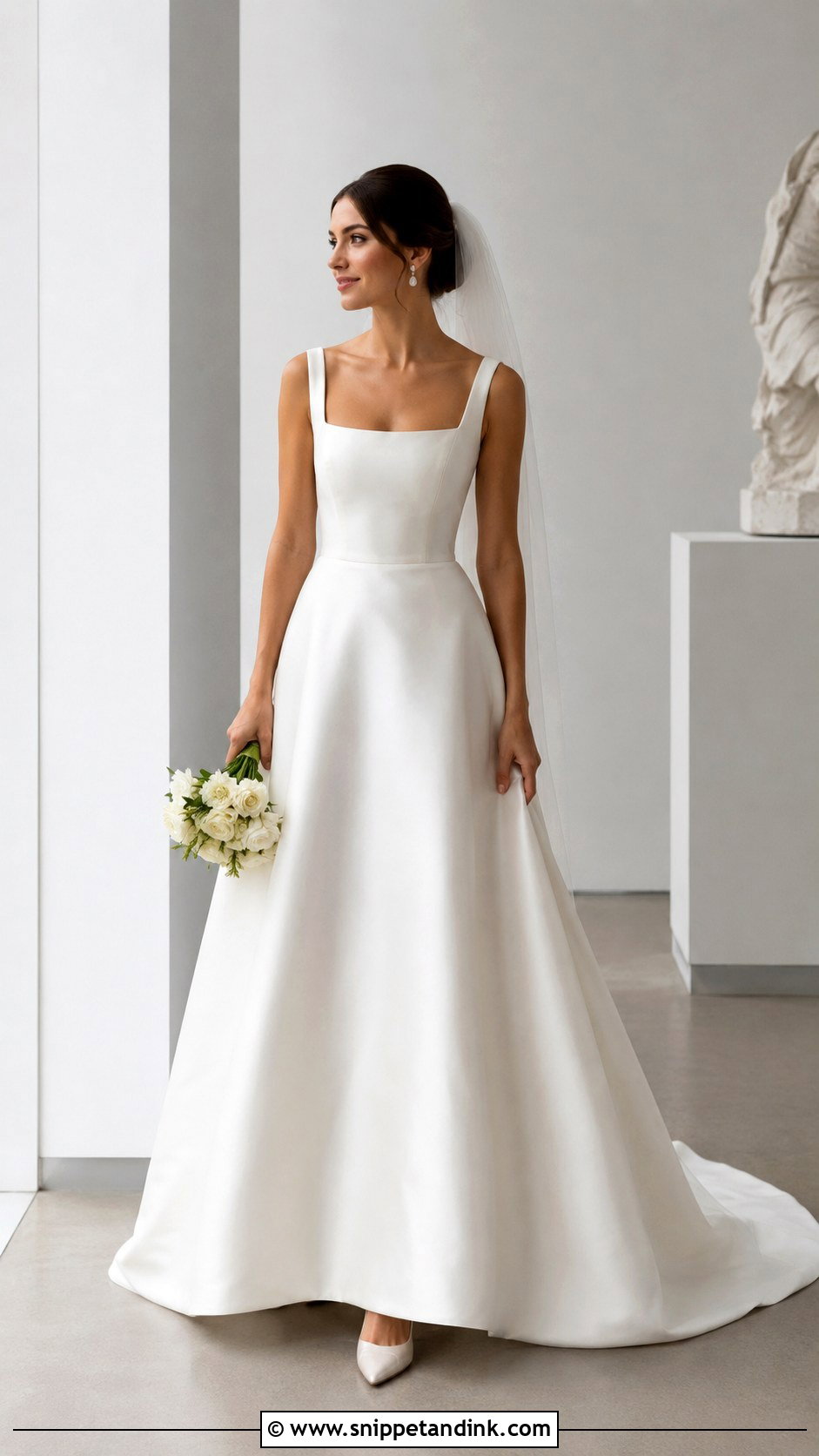 Square Neck Mikado Wedding Dress - Snippet and Ink - 25 Mikado Wedding Dress Ideas
