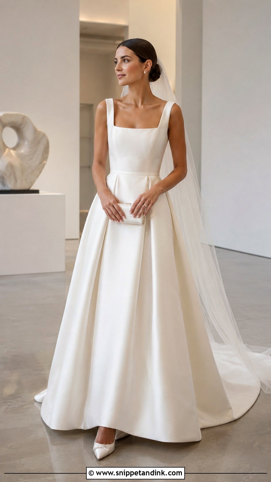 Square Neck Mikado Wedding Dress - Snippet and Ink - 20 Elegant Romantic Wedding Dresses