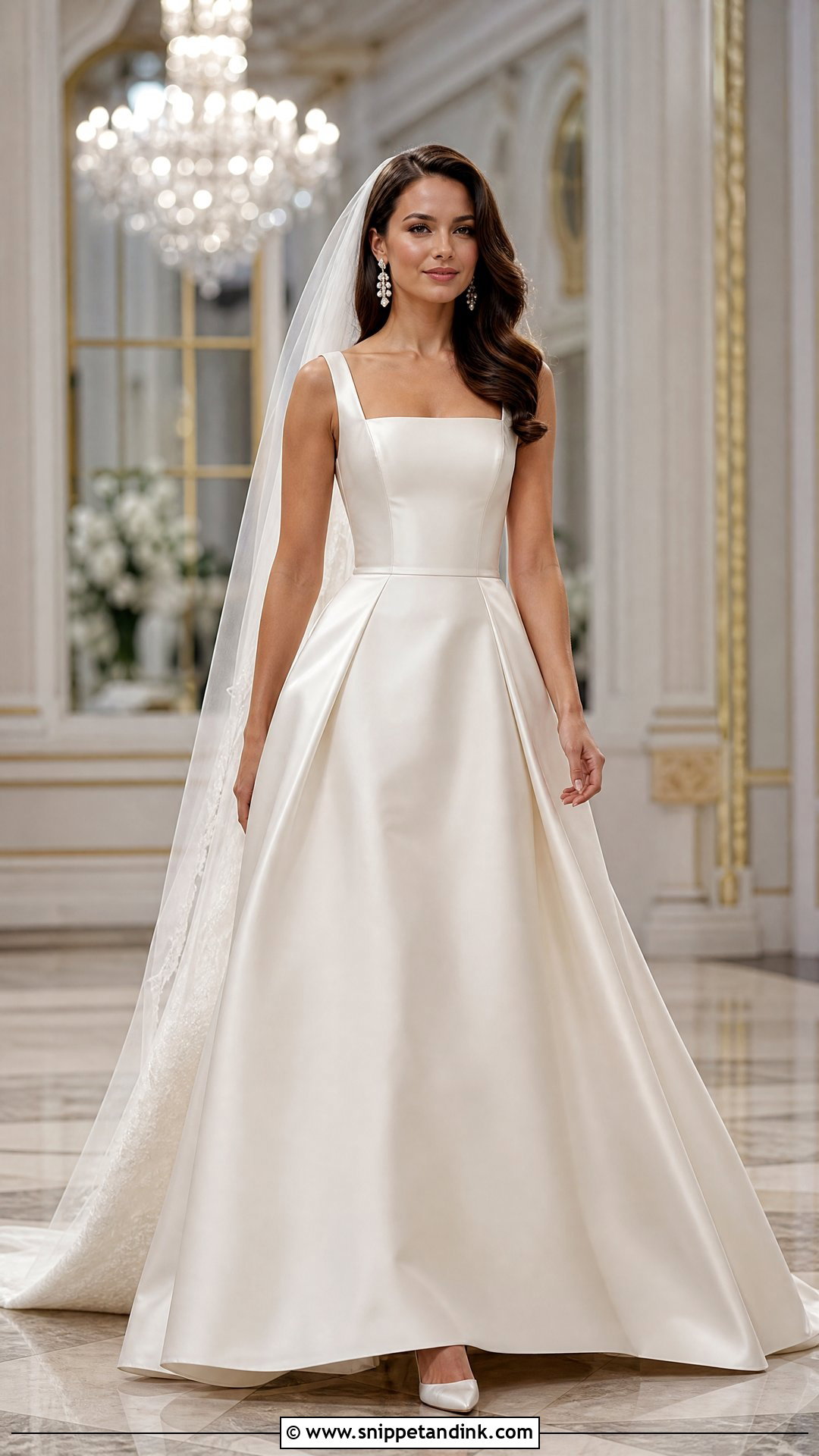 Square Neck Mikado Wedding Dress - Snippet and Ink - 20 Hollywood Glam Wedding Dress Ideas