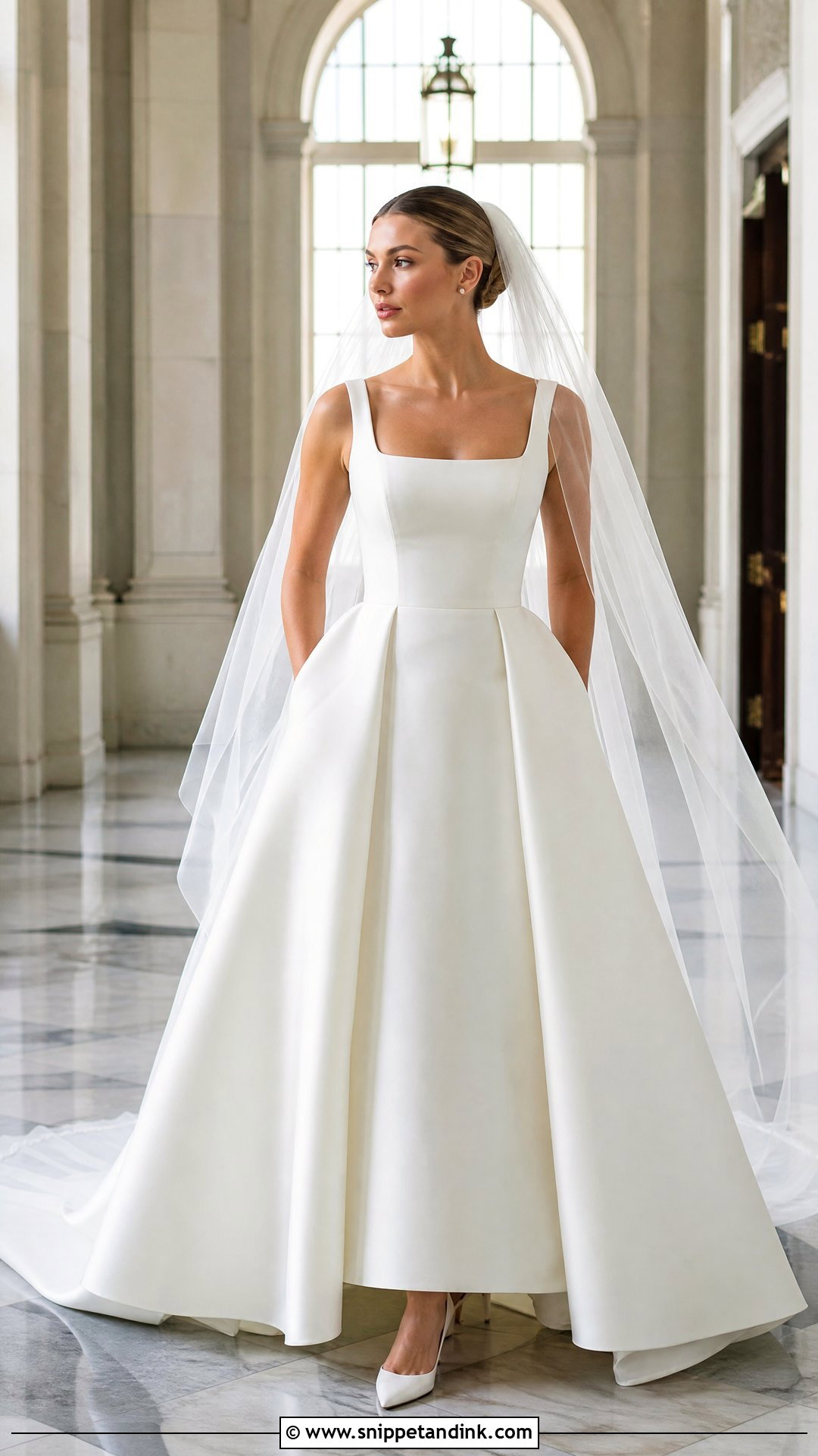 Square Neck Mikado Wedding Dress - Snippet and Ink - 20 Square Neck Wedding Dresses