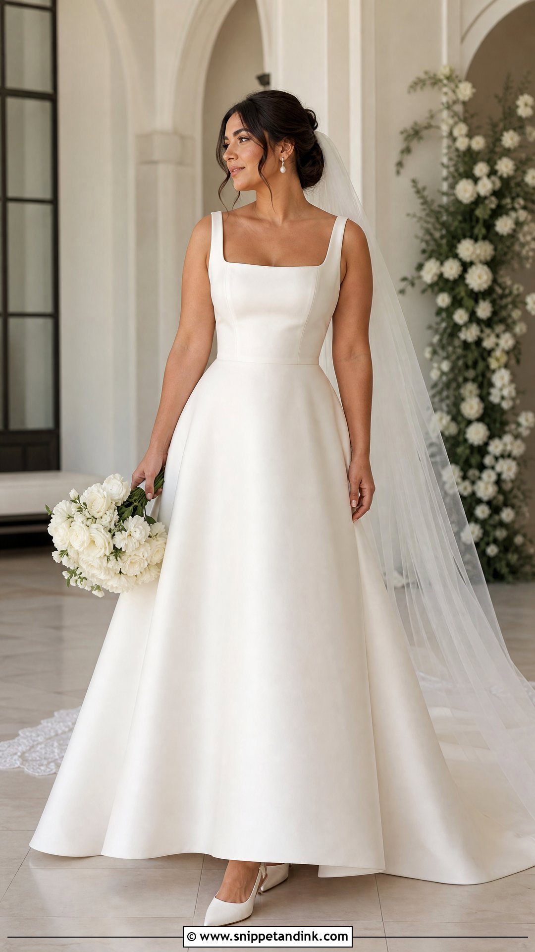 Square Neck Mikado Wedding Dress - Snippet and Ink - 20 Wedding Dresses Pear Shape