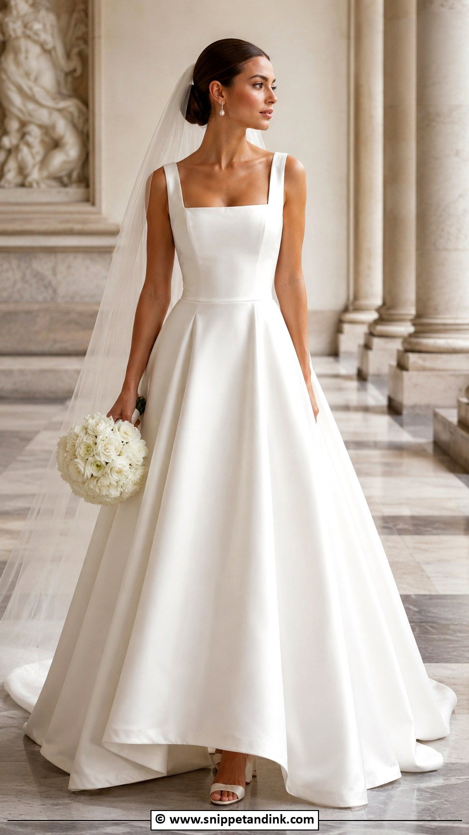 Square Neck Mikado Wedding Dress - Snippet and Ink - 35 Square Neck Wedding Dress Ideas