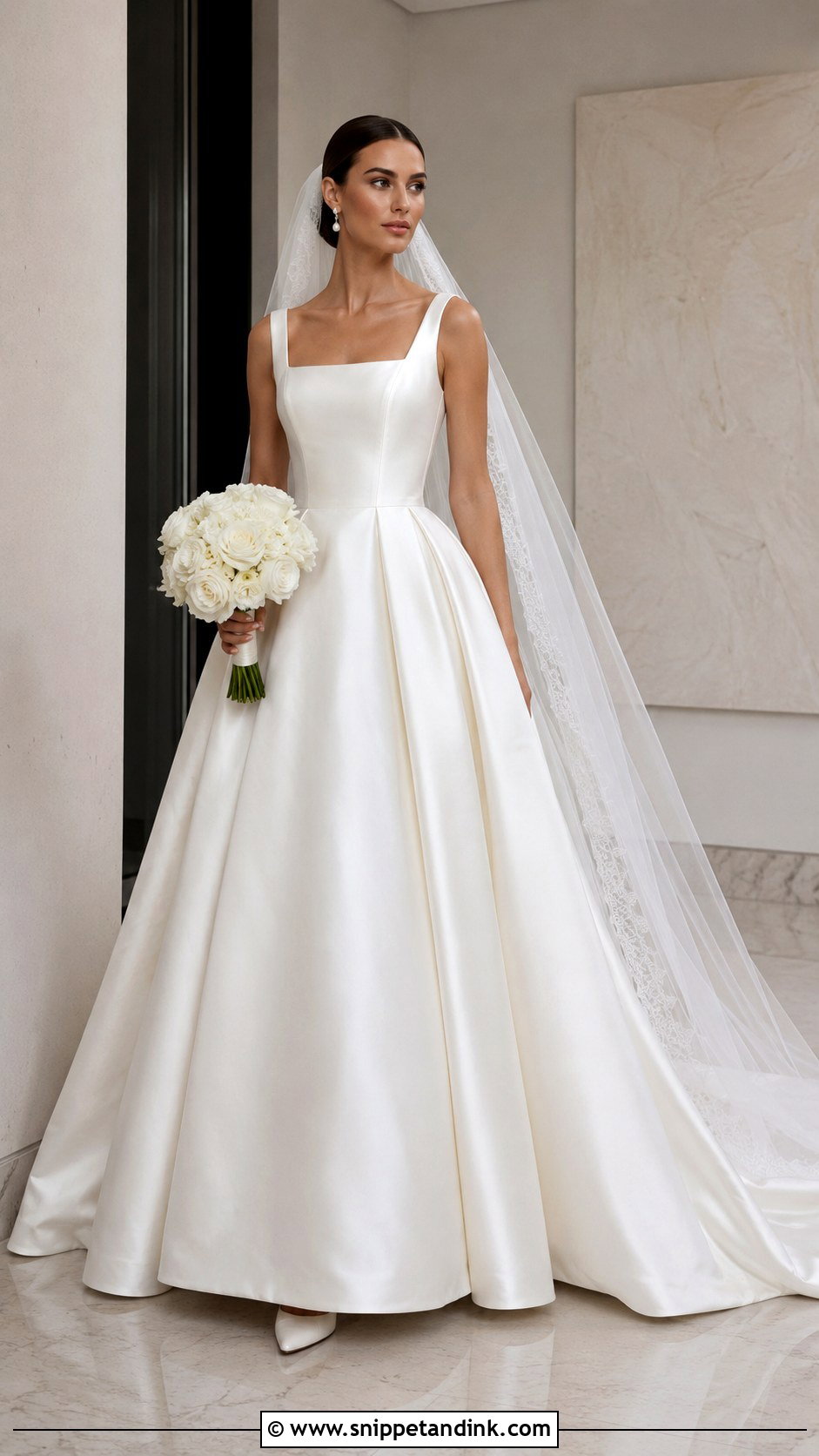 Square Neck Mikado Wedding Gown - Snippet and Ink - 20 Big Wedding Gown Ideas