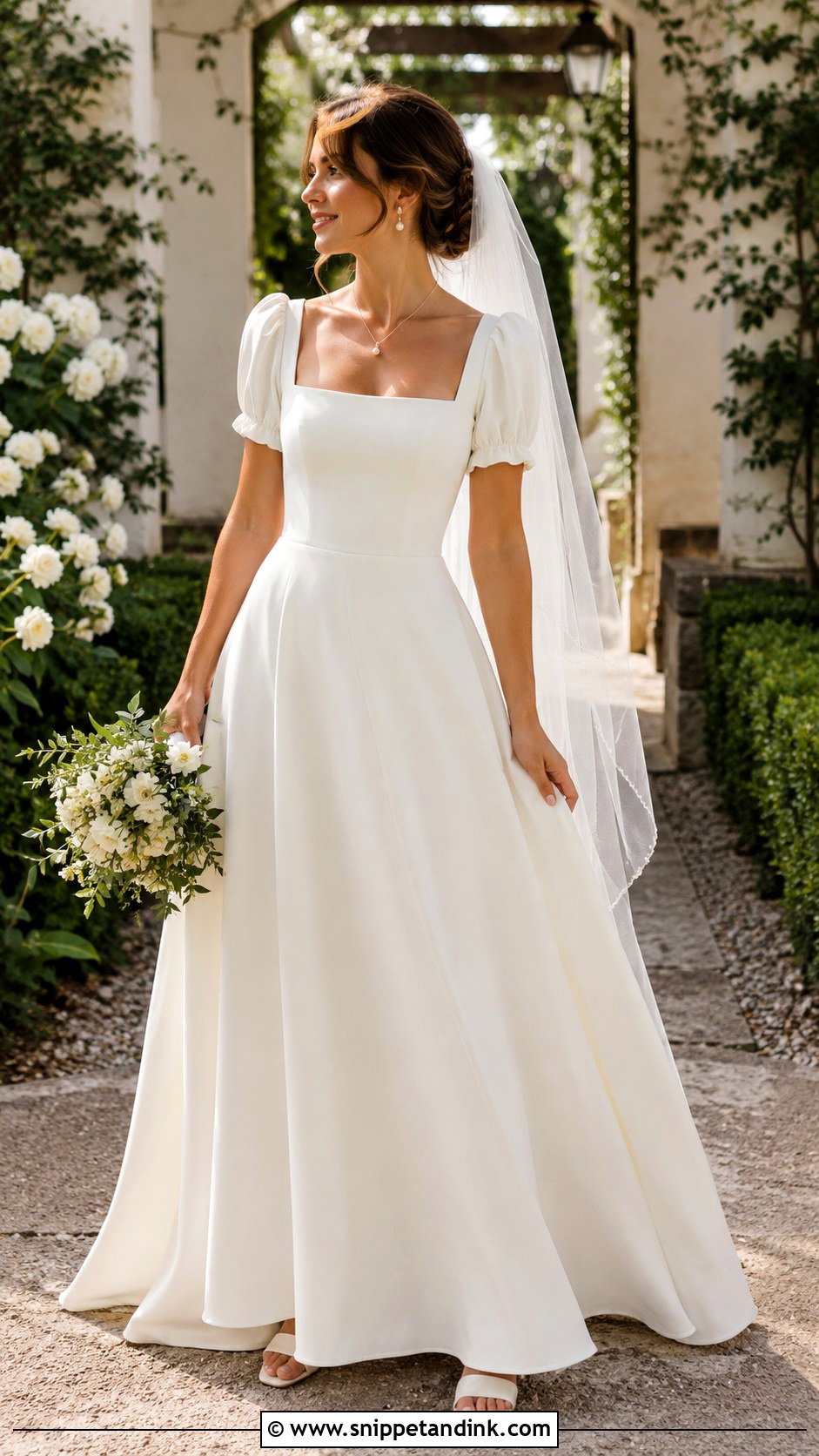 Square Neck Milkmaid Wedding Dress - Snippet and Ink - 20 Milkmaid Wedding Dress Ideas