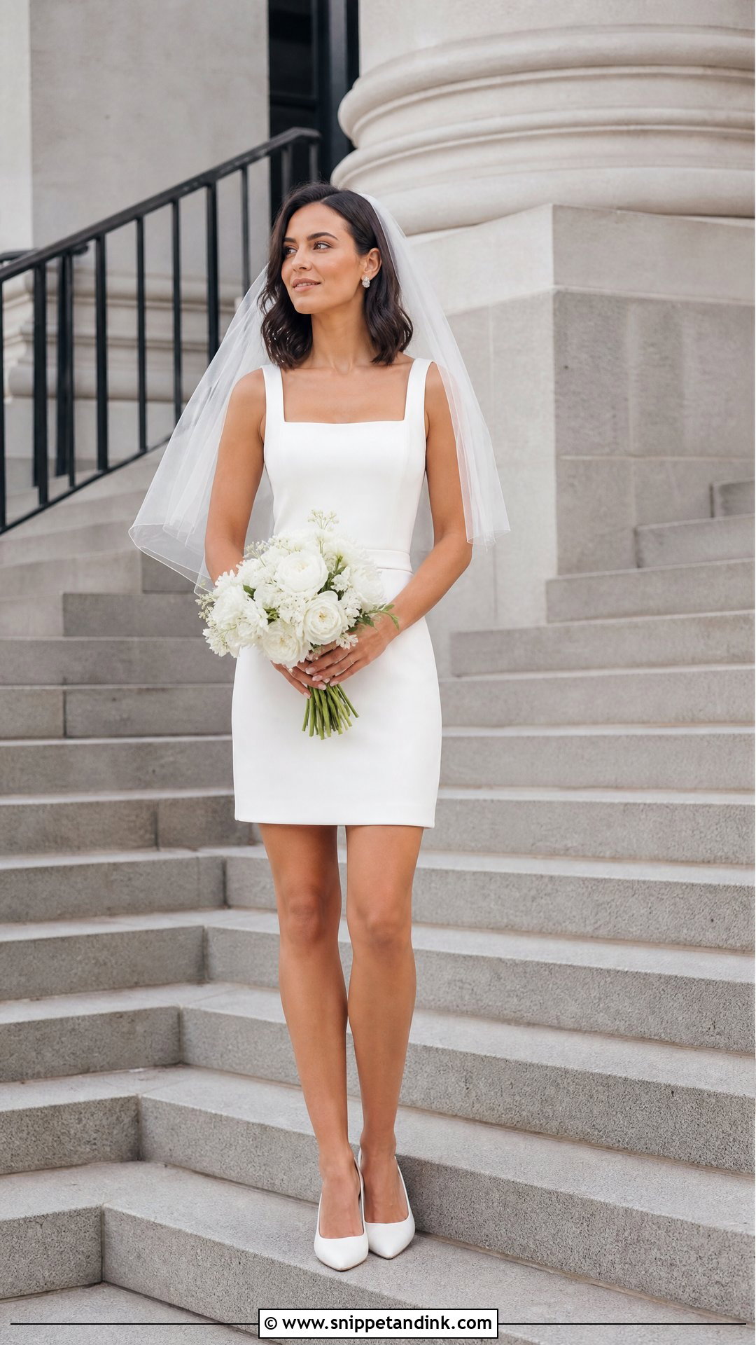 Square Neck Mini Wedding Dress Outfit - Snippet and Ink - 20 Simple Wedding Dress Casual Short Classy Ideas