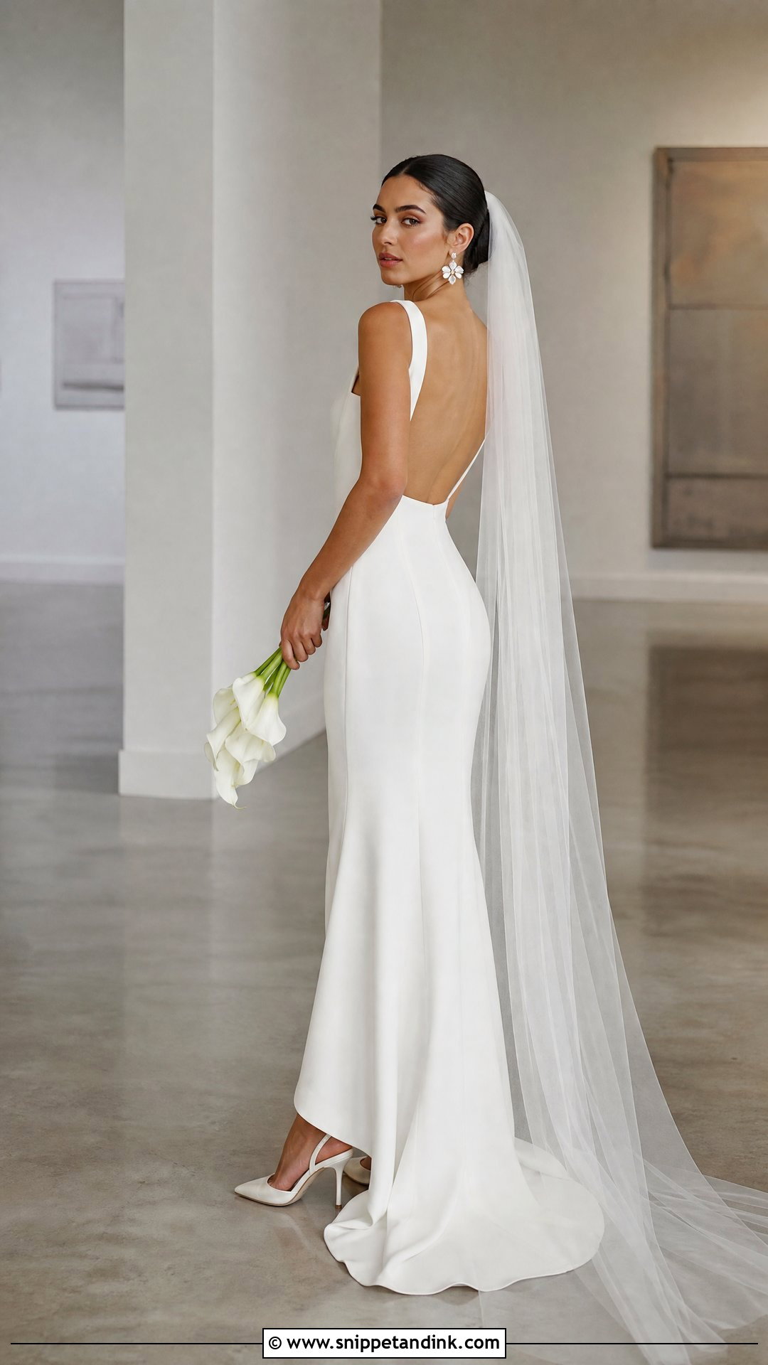 Square Neck Minimalist Column Wedding Dress - Snippet and Ink - 20 Square Neck Wedding Dresses