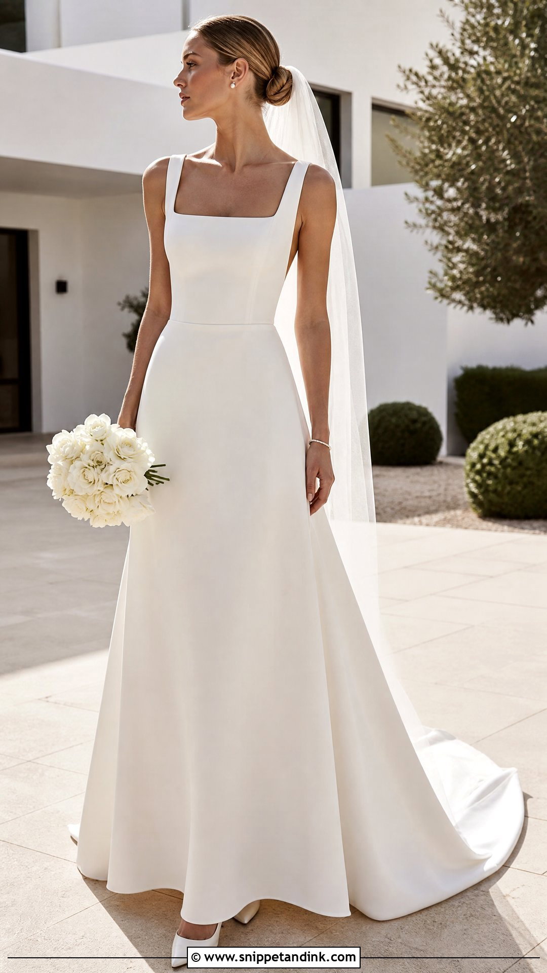Square Neck Minimalist Outdoor Wedding Dress - Snippet and Ink - 20 Outdoorsy Wedding Dress Ideas