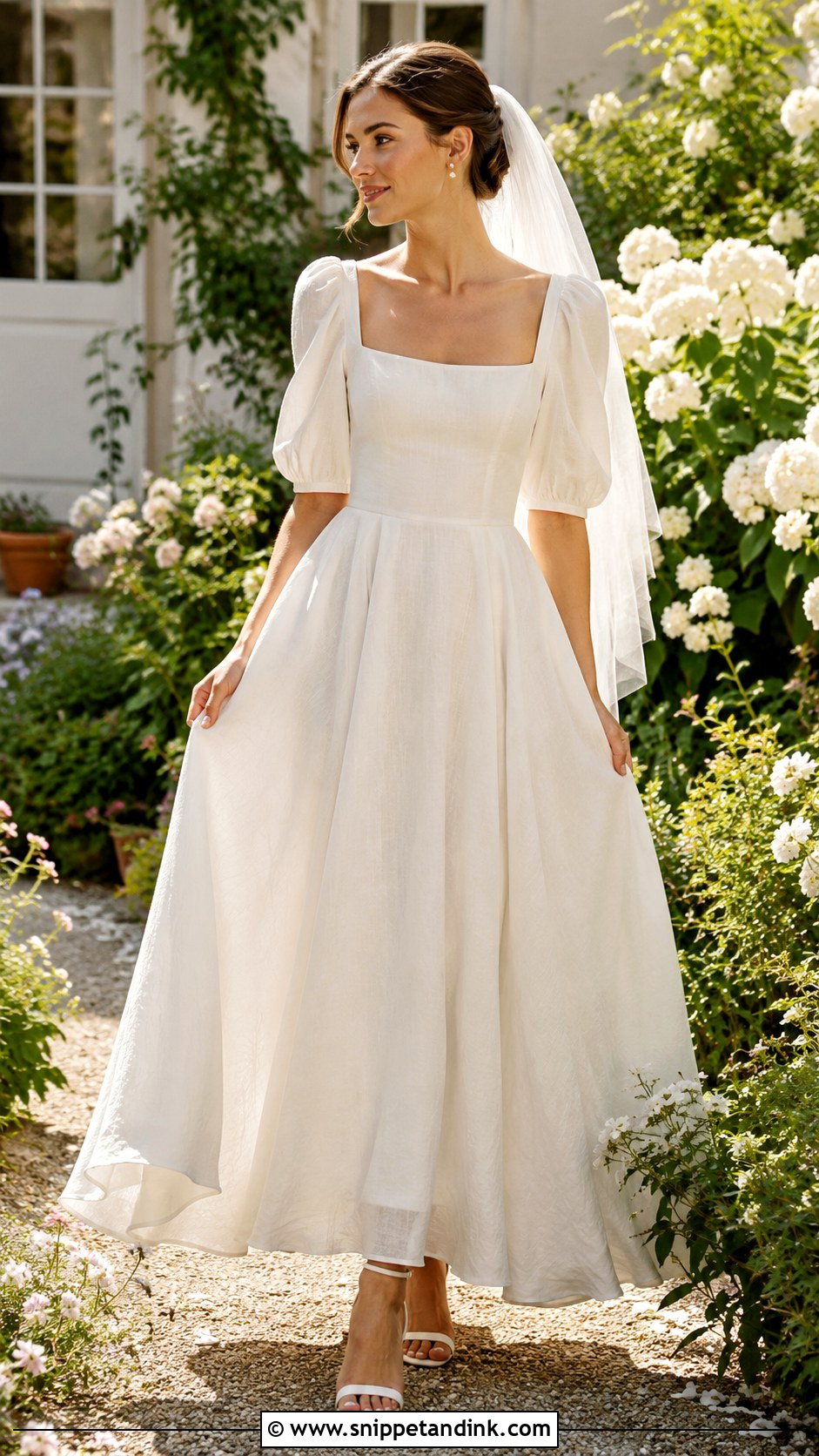 Square Neck Muslin Wedding Dress - Snippet and Ink - 20 Muslin Wedding Dress Ideas