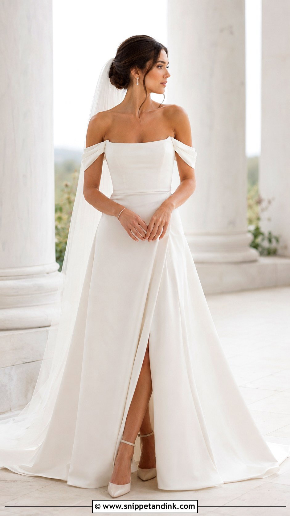 Square Neck Off Shoulder Sleeve Wedding Dress - Snippet and Ink - 25 Square Neck Wedding Dress with Sleeves