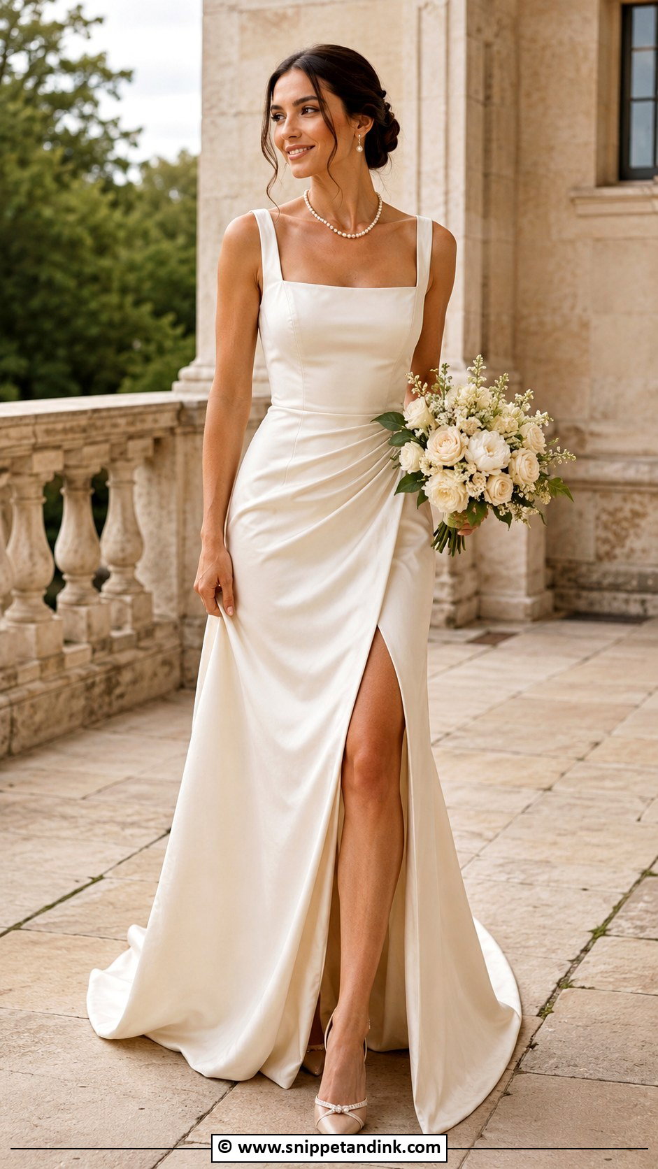 Square Neck Off White Wedding Dress - Snippet and Ink - 35 Square Neck Wedding Dress Ideas