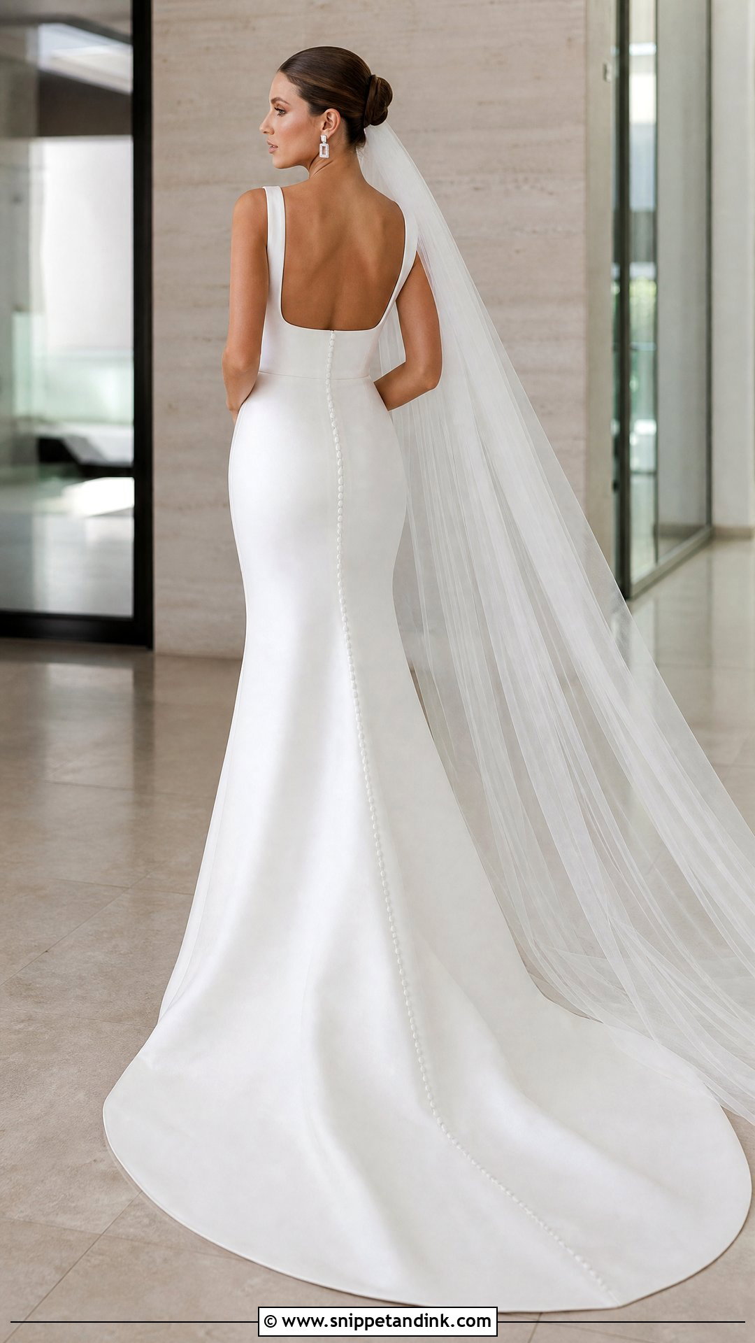 Square Neck Open Back Mermaid Wedding Dress - Snippet and Ink - 20 Open Back Mermaid Wedding Dress Ideas