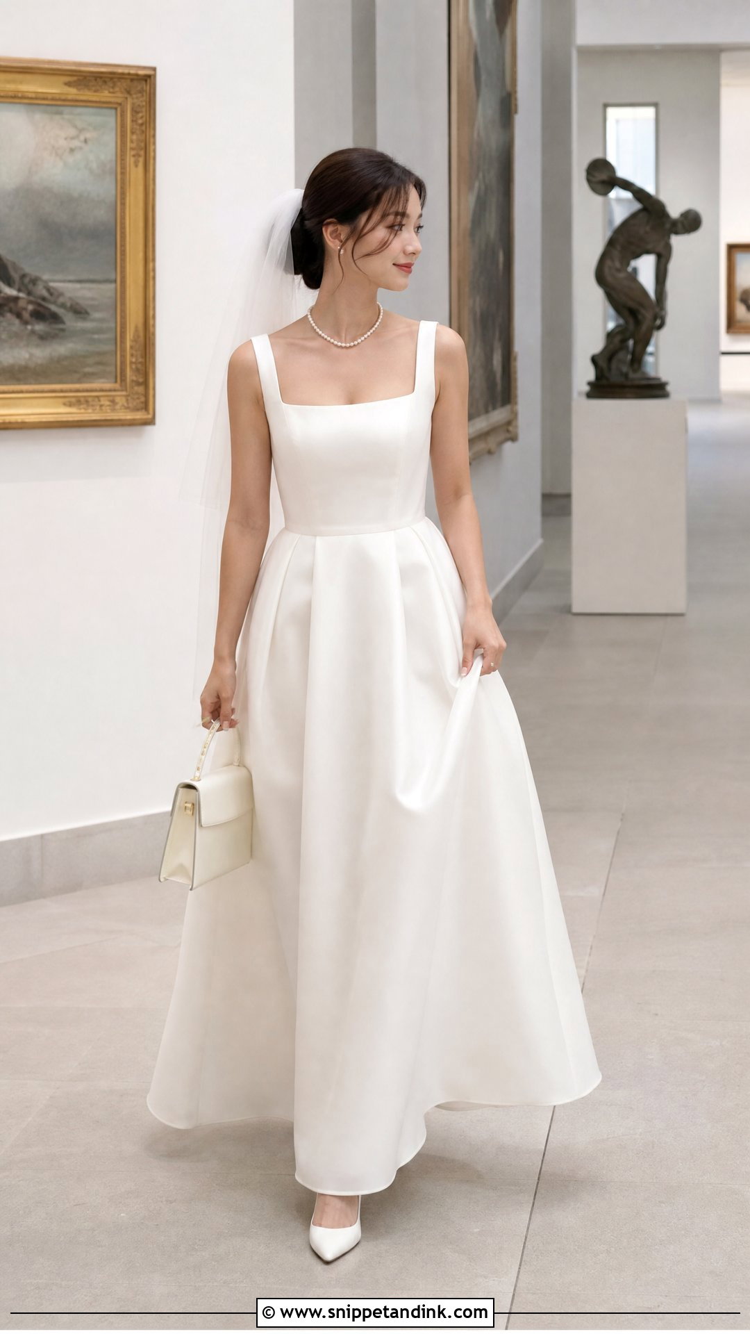 Square Neck Organza A Line Gown - Snippet and Ink - 20 Organza Bridal Ideas