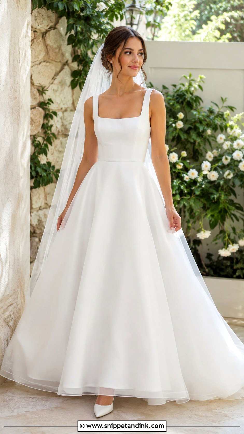Square Neck Organza Wedding Dress - Snippet and Ink - 30 Organza Wedding Dress Ideas