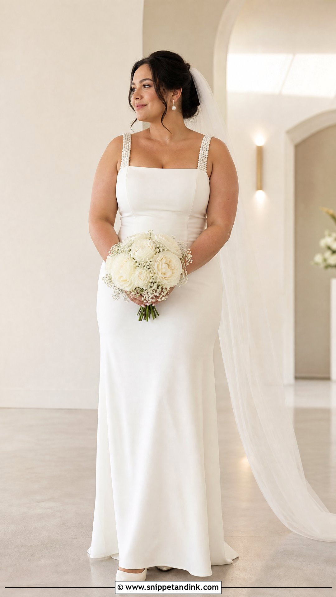 Square Neck Pearl Wedding Dress - Snippet and Ink - 20 Pearl Wedding Dresses