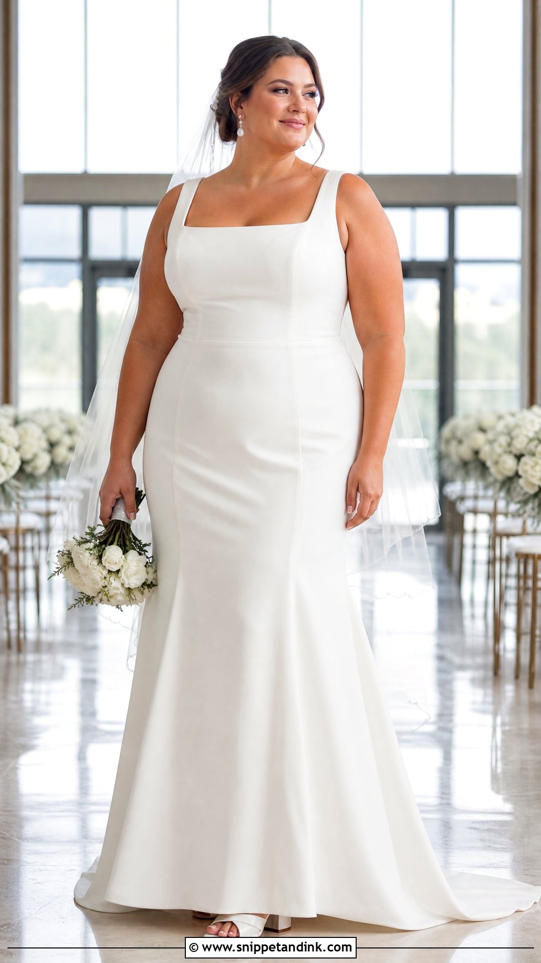 Square Neck Plus Size Wedding Dress - Snippet and Ink - 20 Square Wedding Dress Ideas