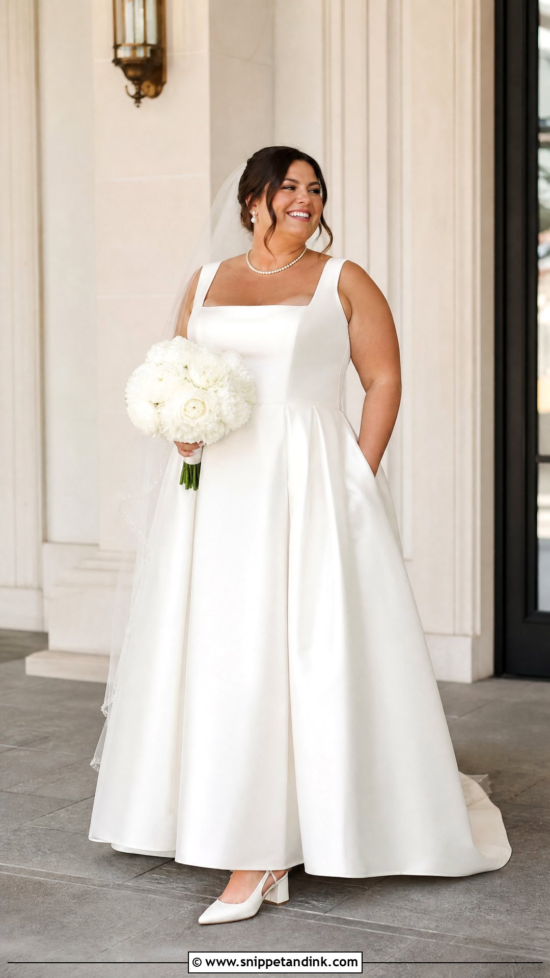Square Neck Plus Size Wedding Dress - Snippet and Ink - 20 Plus Sized Wedding Dress Ideas