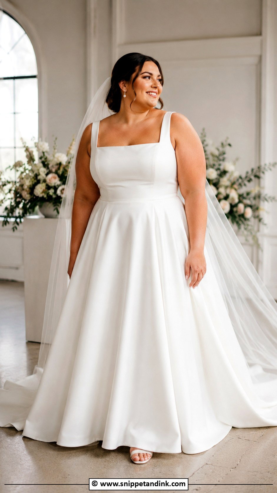 Square Neck Plus Size Wedding Dress - Snippet and Ink - 35 Square Neck Wedding Dress Ideas