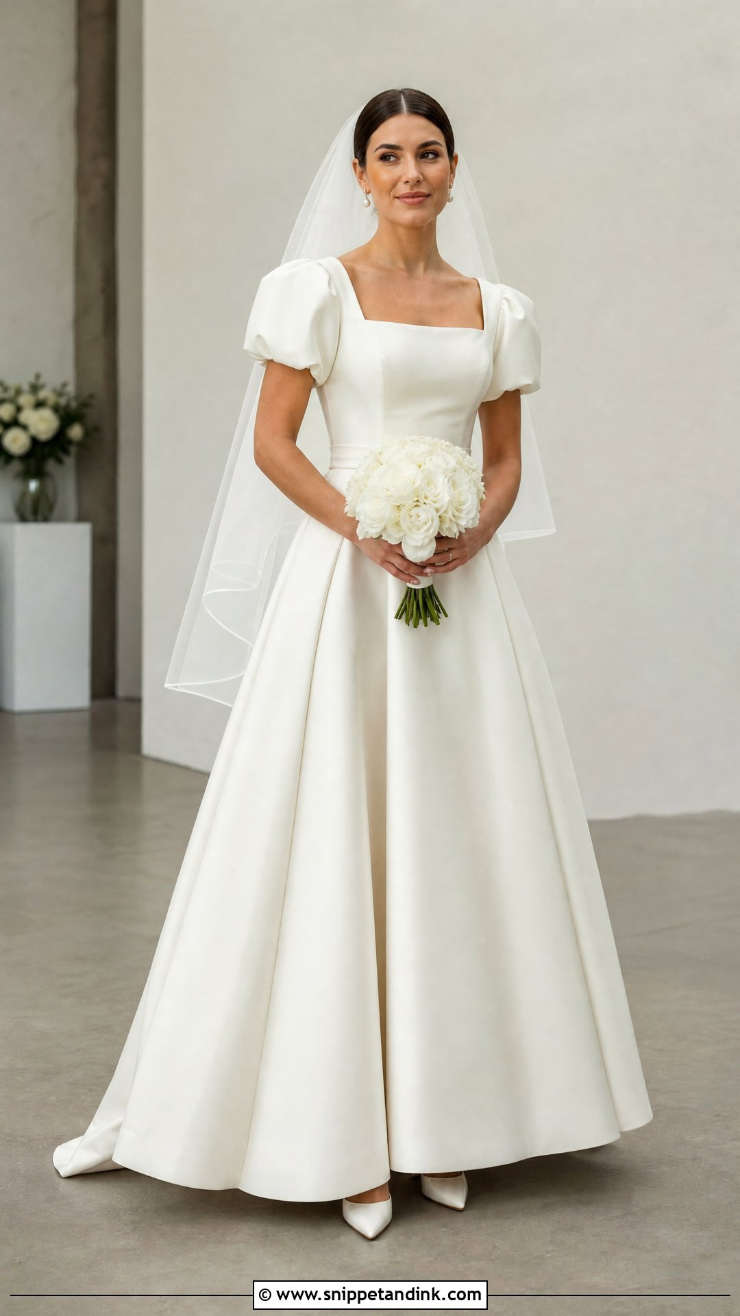 Square Neck Poofy Sleeve Wedding Dress - Snippet and Ink - 20 Poofy Sleeve Wedding Dress Ideas