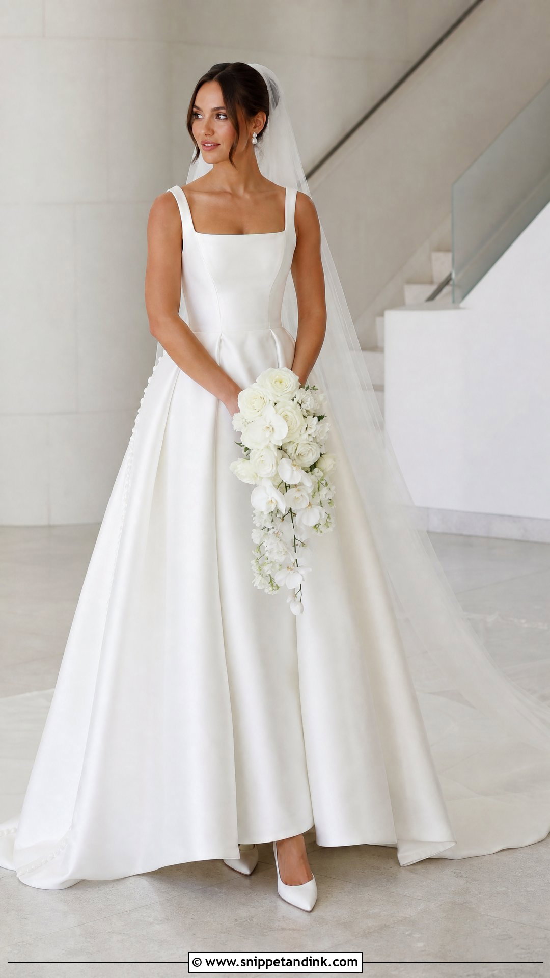 Square Neck Princess Cut Wedding Dress - Snippet and Ink - 20 Princess Cut Wedding Dress Ideas