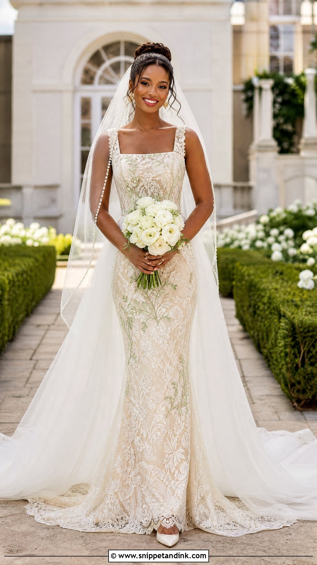 Square Neck Princess Tiana Fit And Flare Gown - Snippet and Ink - 20 Princess Tiana Wedding Dress Ideas