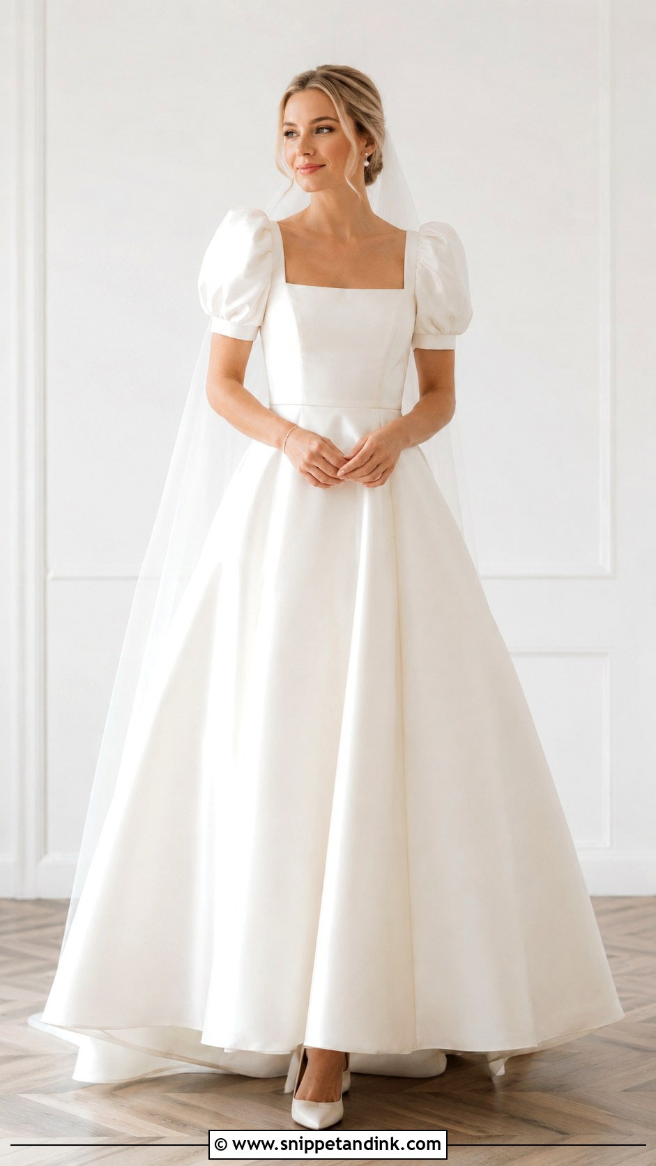 Square Neck Puff Sleeve Wedding Dress - Snippet and Ink - 25 Puffy Sleeve Wedding Dress Ideas