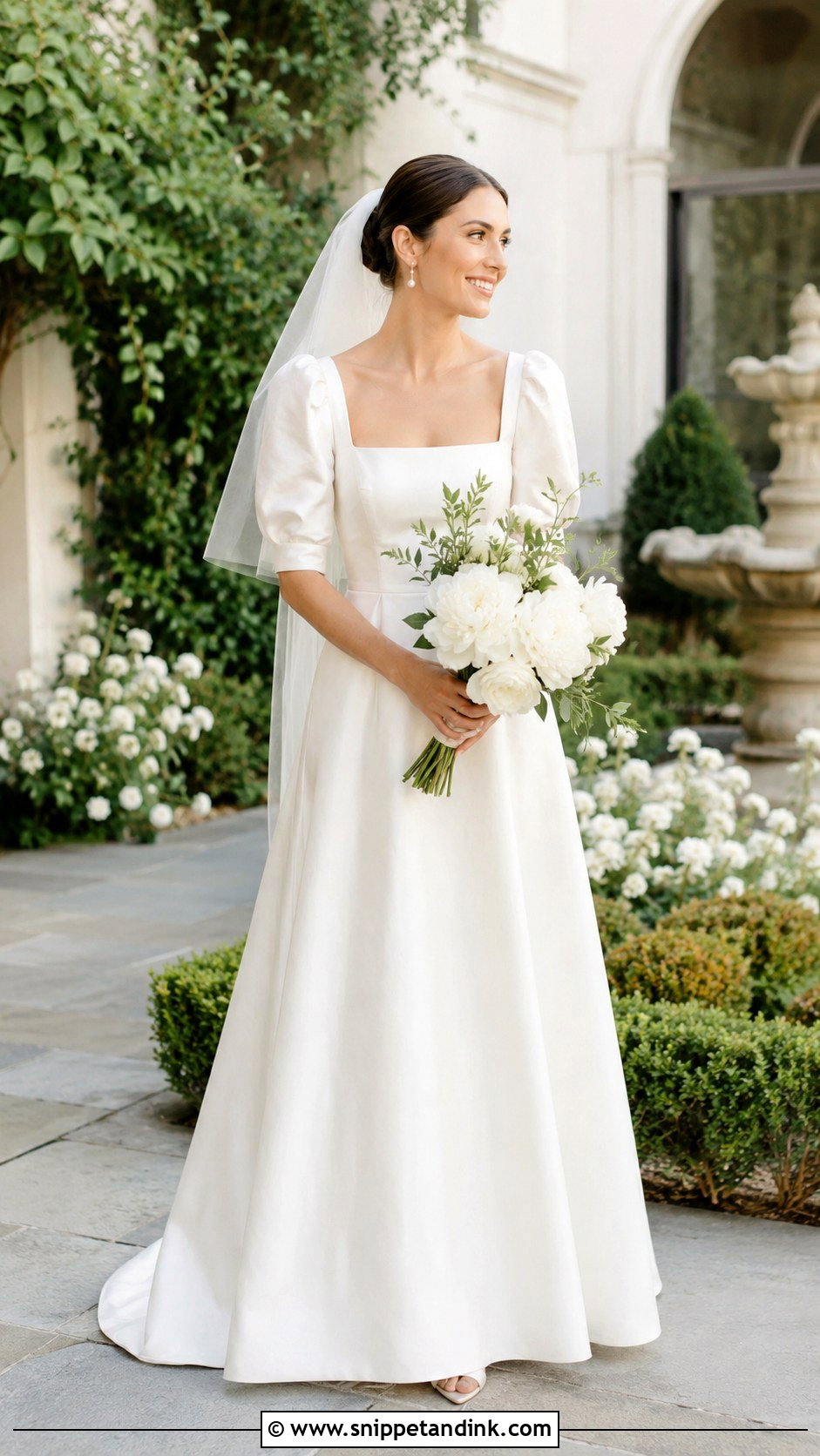Square Neck Puff Sleeve Wedding Dress - Snippet and Ink - 20 Elegant Vintage Wedding Dress Ideas