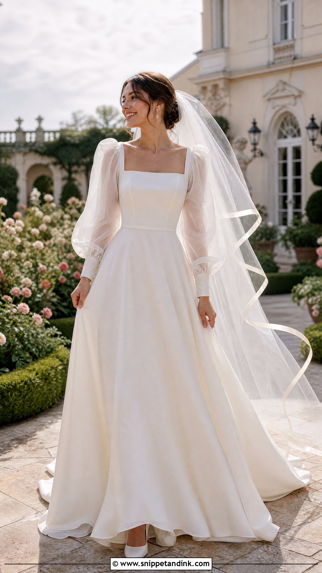 Square Neck Puff Sleeve Wedding Dress - Snippet and Ink - 20 Square Neck Wedding Dresses